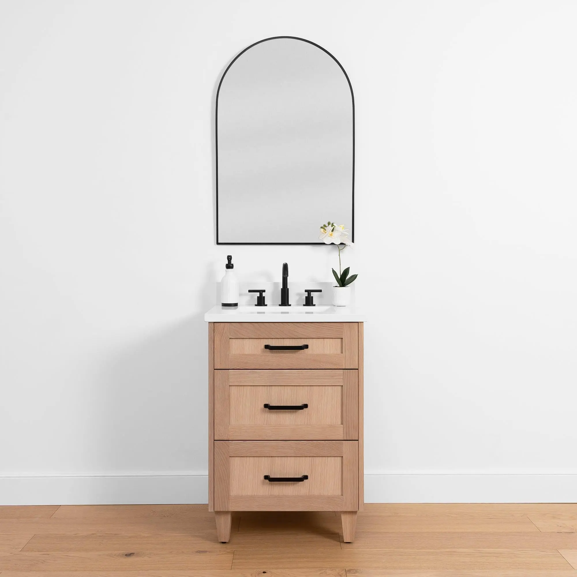 Bridgeport SLIM 24" White Oak Bathroom Vanity - All Drawers - Image 2