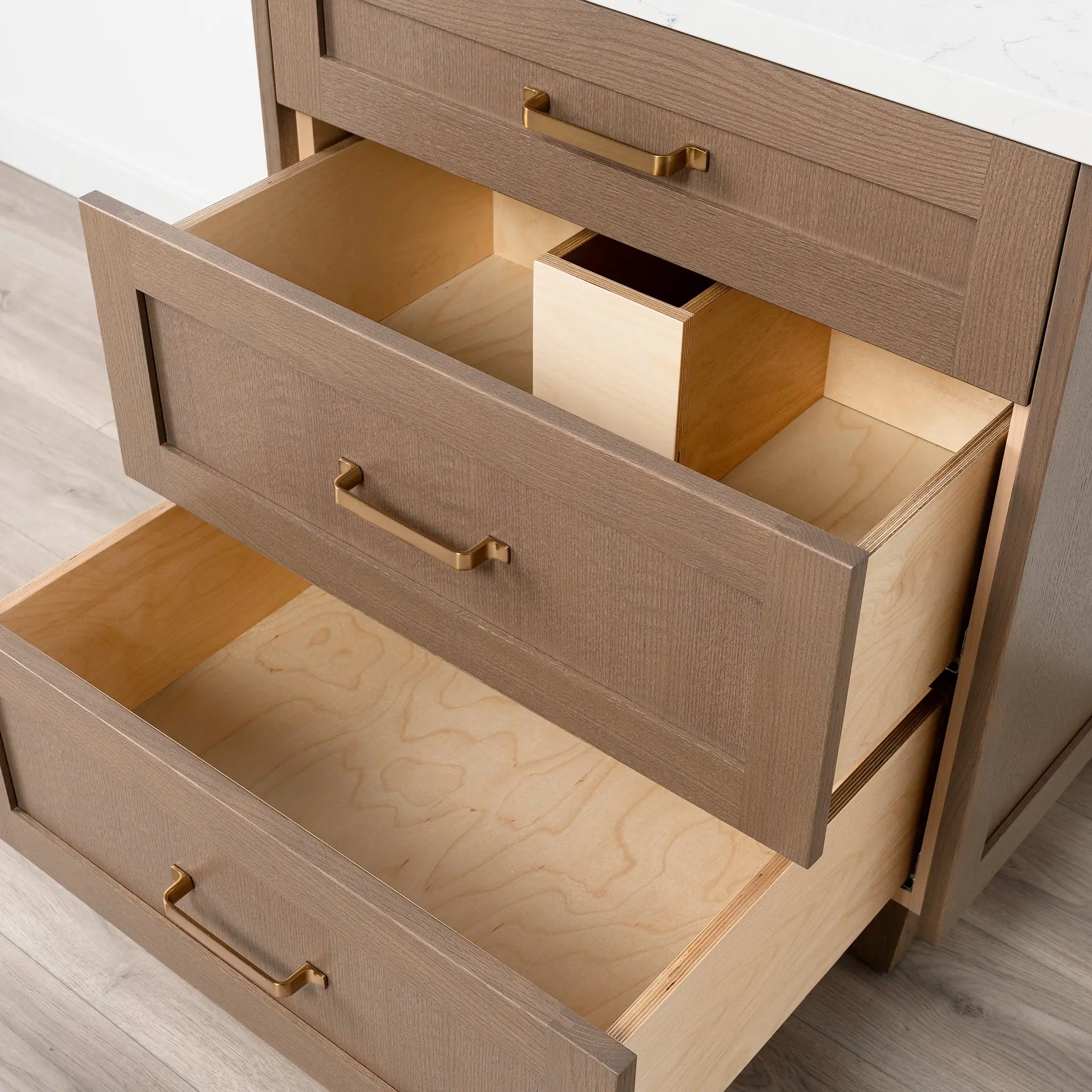 Bridgeport SLIM 30" Almond Coast Bathroom Vanity - All Drawers - Image 9