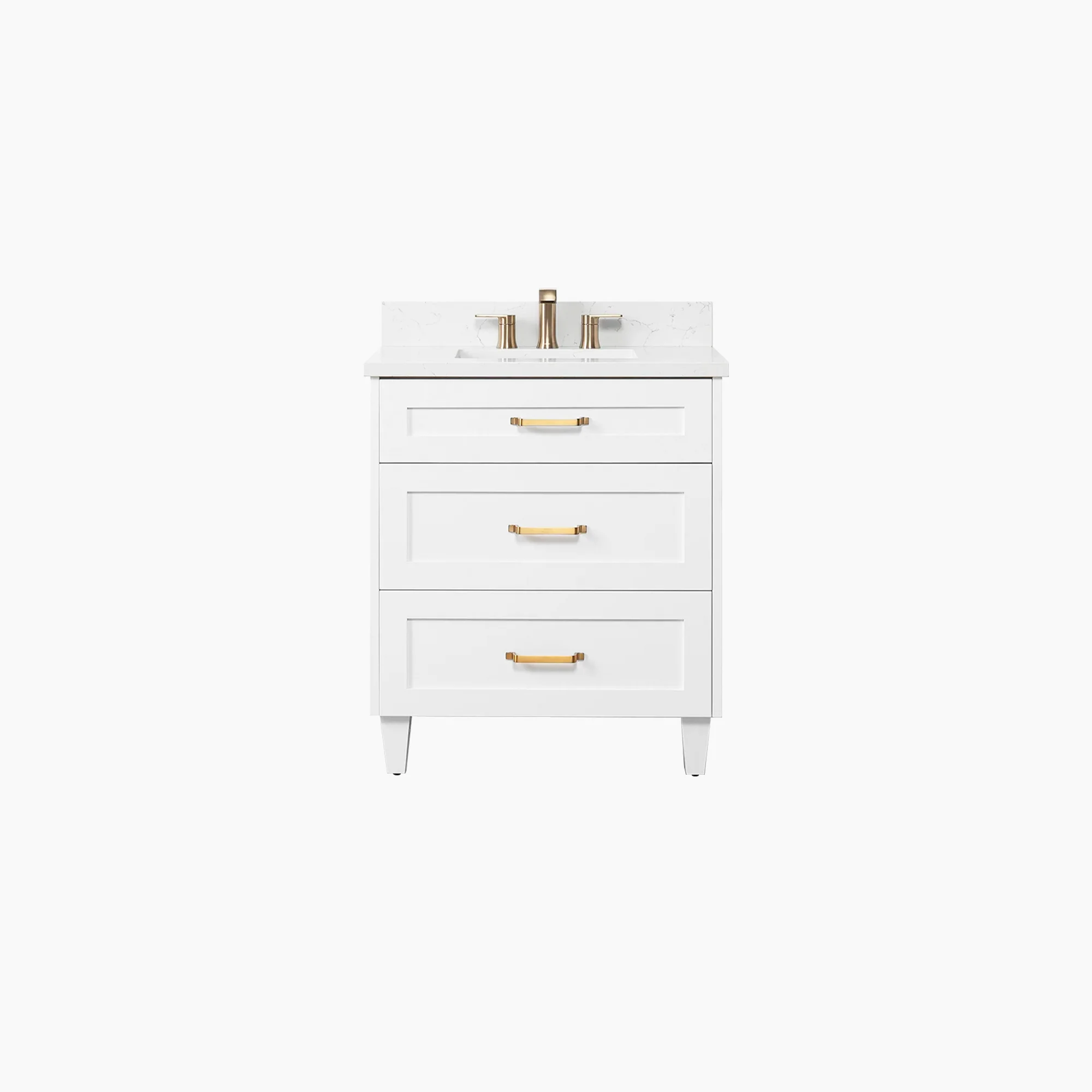Bridgeport SLIM 30" Satin White Bathroom Vanity - All Drawers