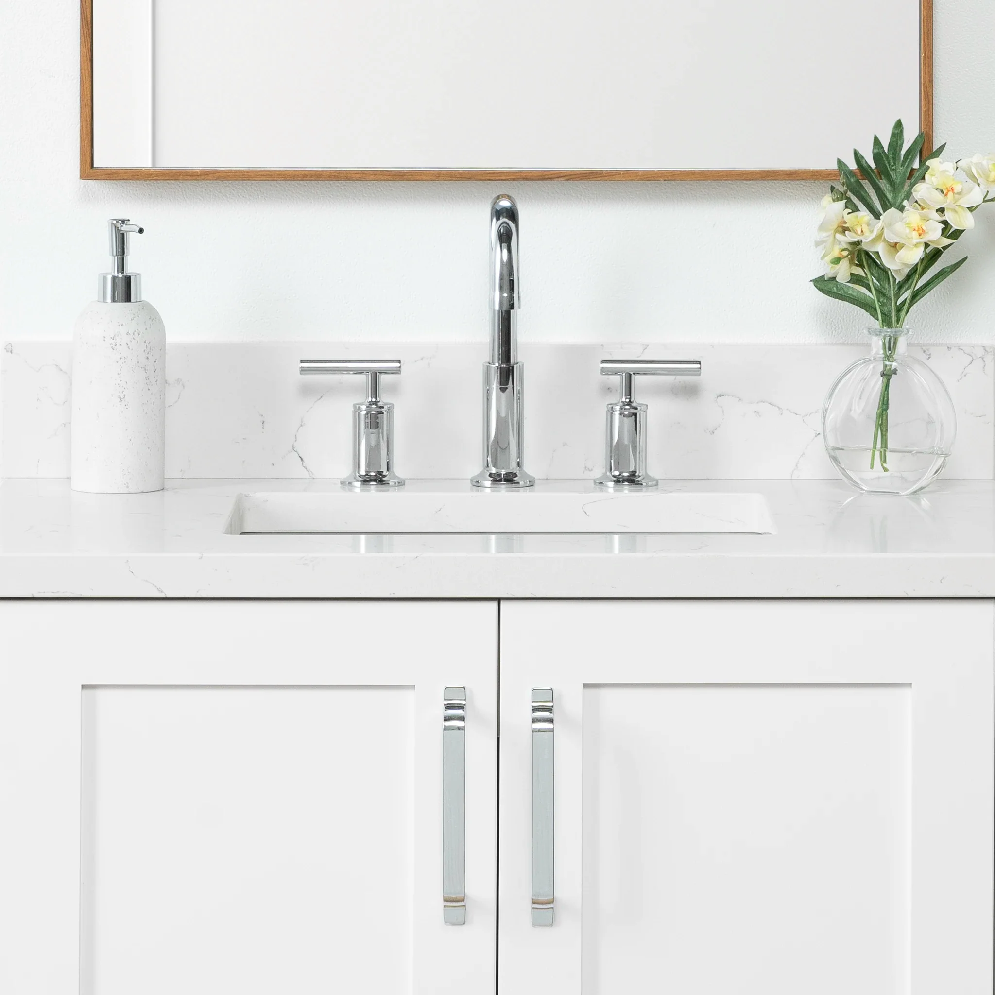 Bridgeport SLIM 30" Satin White Bathroom Vanity - Image 4