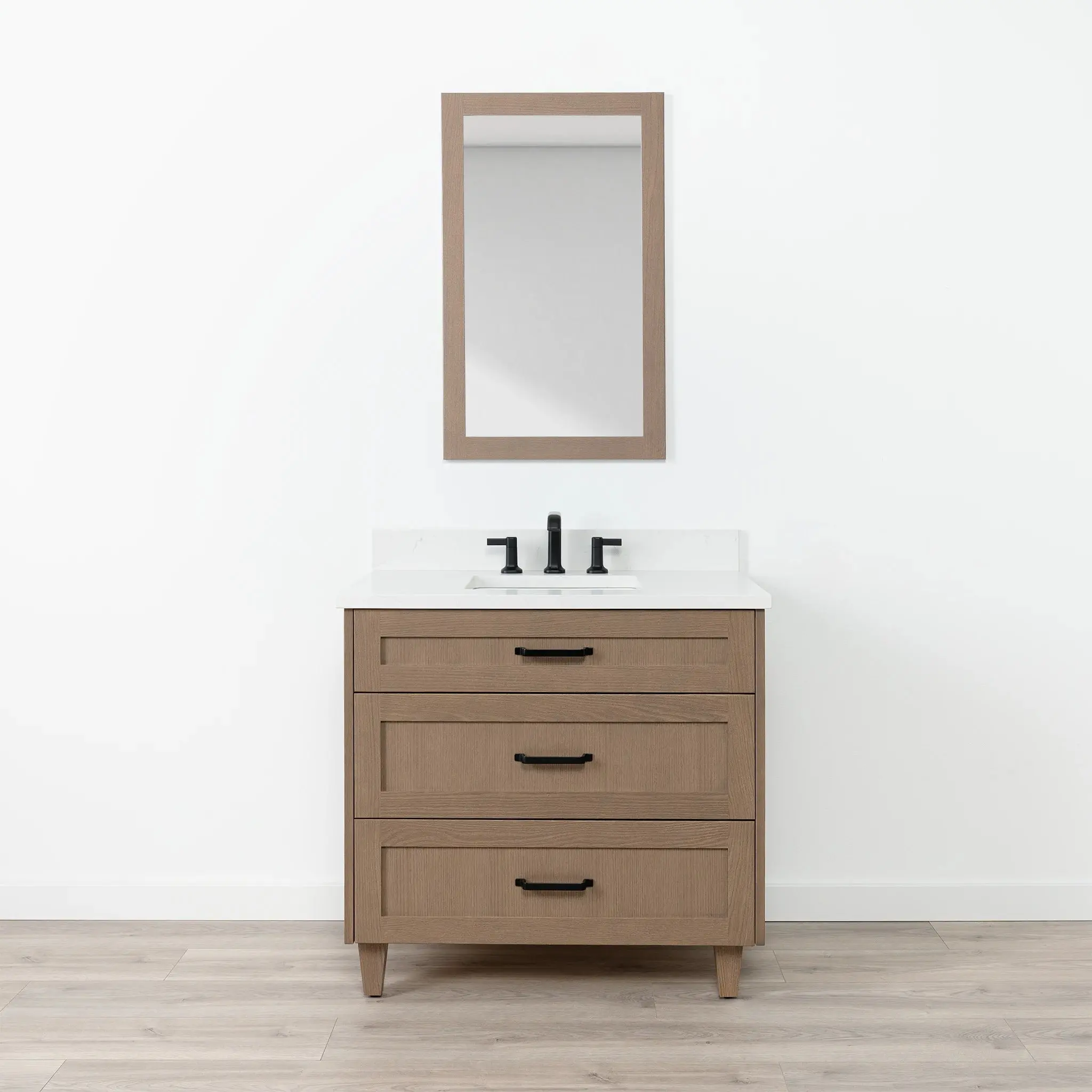 Bridgeport SLIM 36" Almond Coast Bathroom Vanity - All Drawers - Image 12