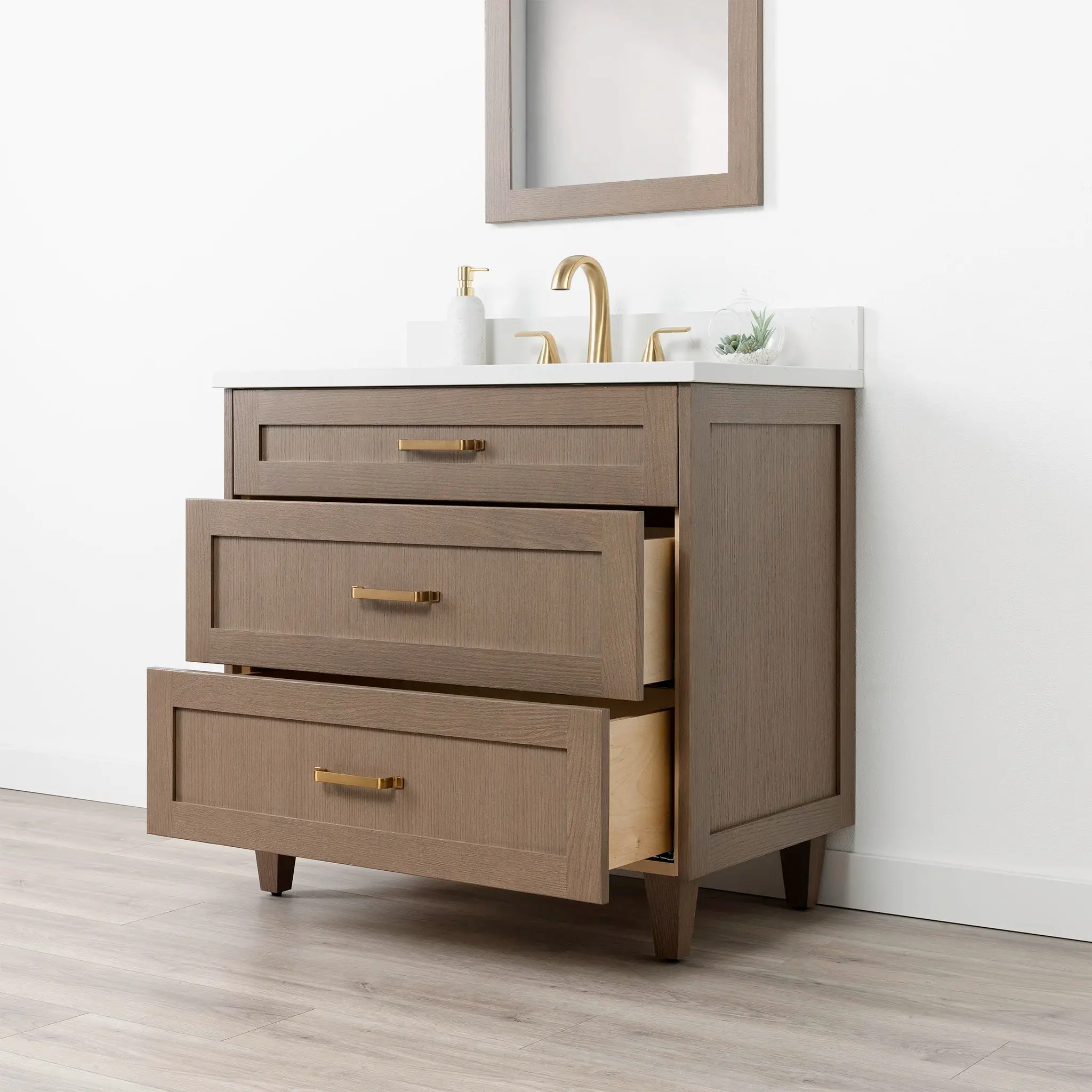 Bridgeport SLIM 36" Almond Coast Bathroom Vanity - All Drawers - Image 6