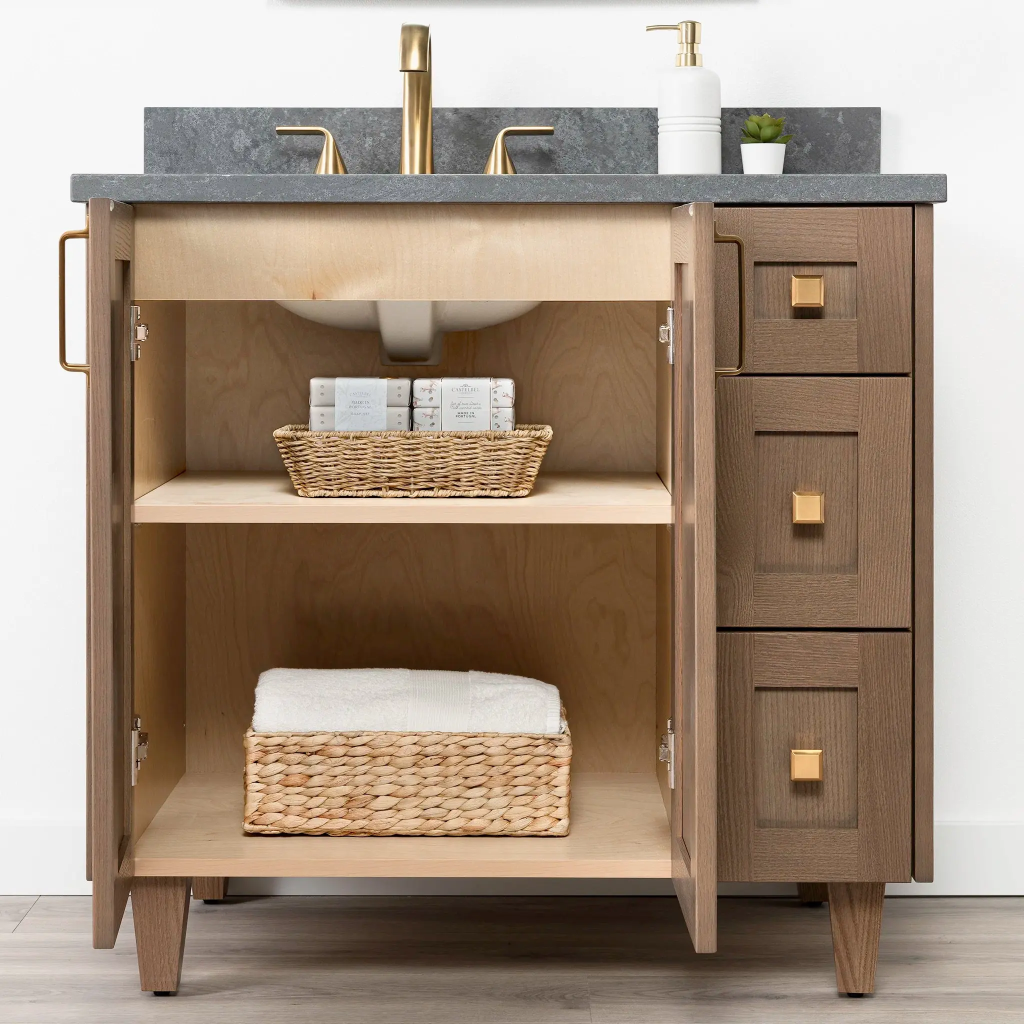 Bridgeport 36" Almond Coast Bathroom Vanity, Left Sink - Image 11