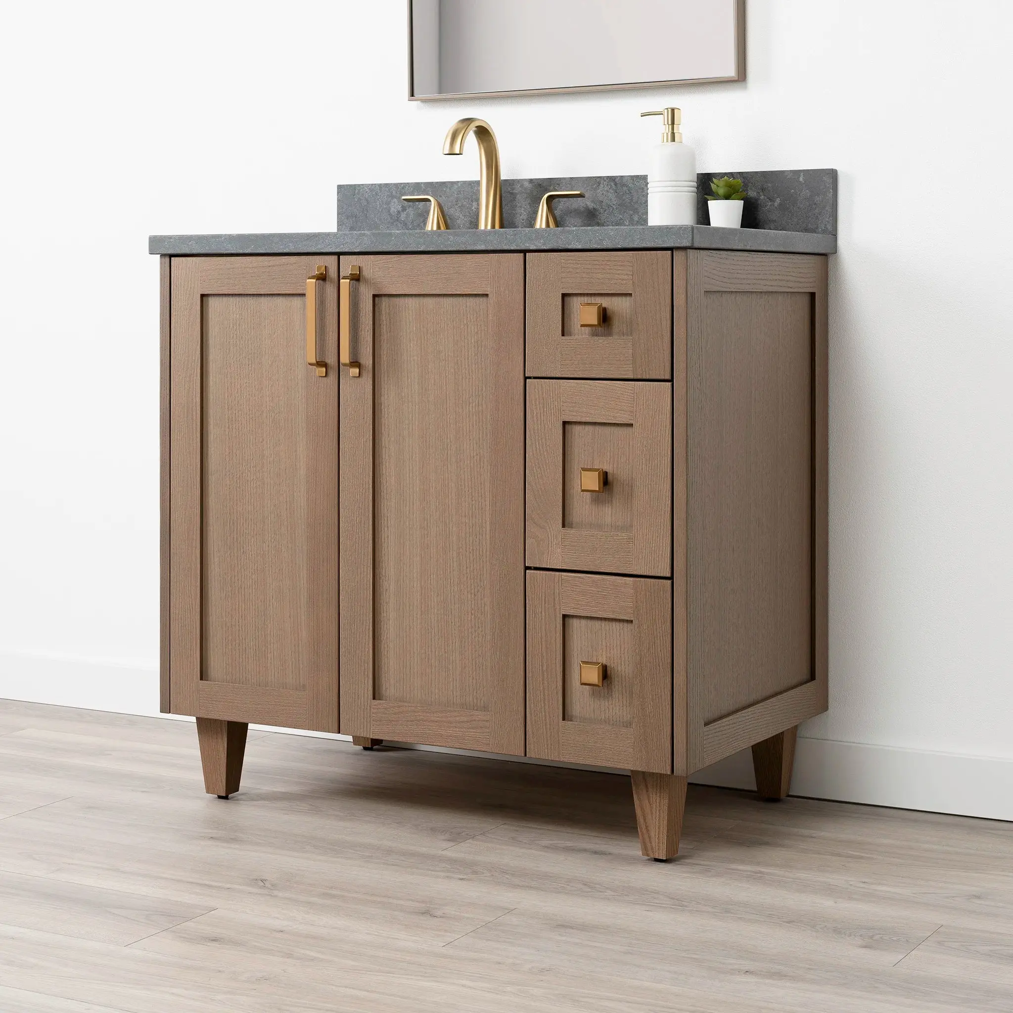 Bridgeport 36" Almond Coast Bathroom Vanity, Left Sink - Image 4