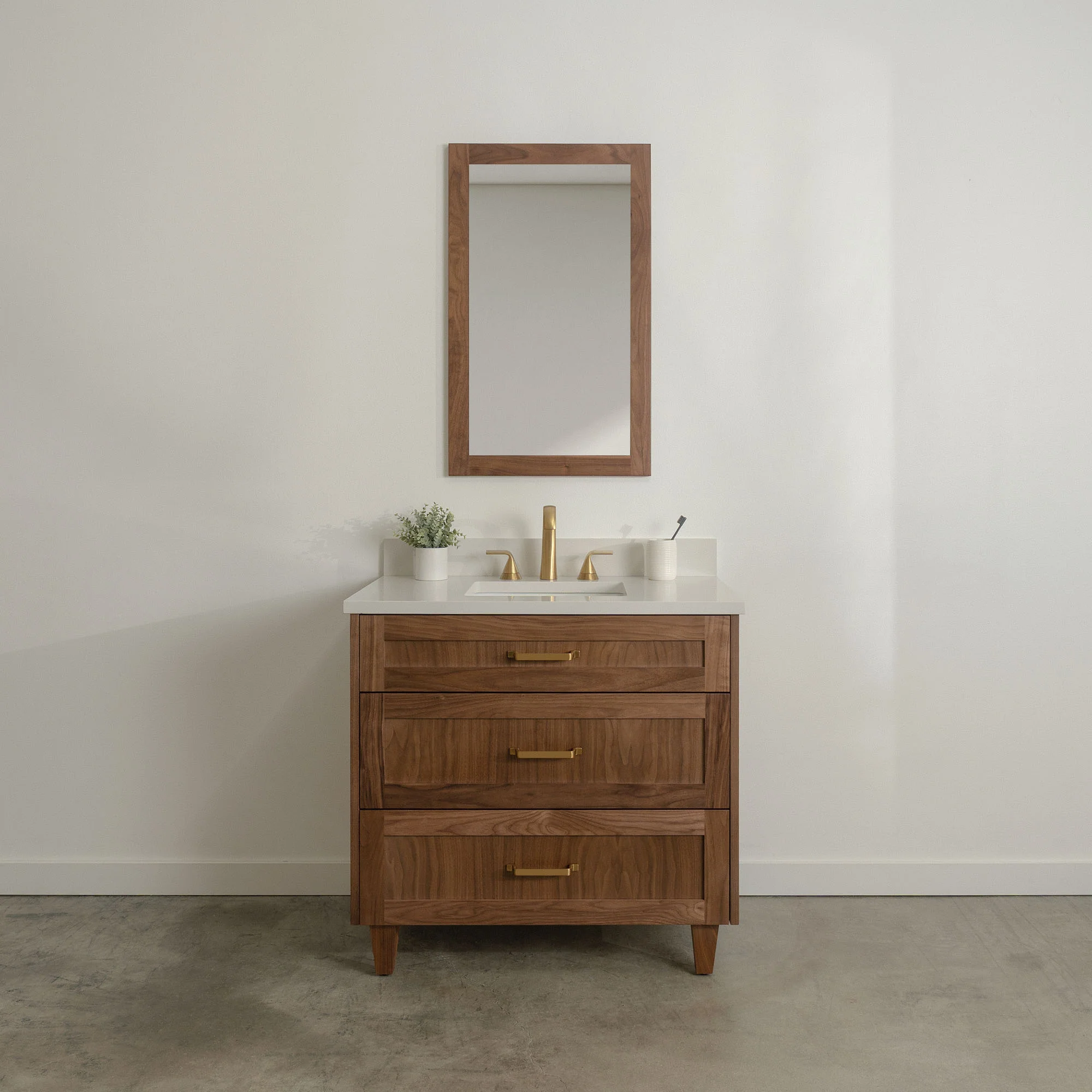 Bridgeport 36" American Black Walnut Bathroom Vanity - All Drawers - Image 2