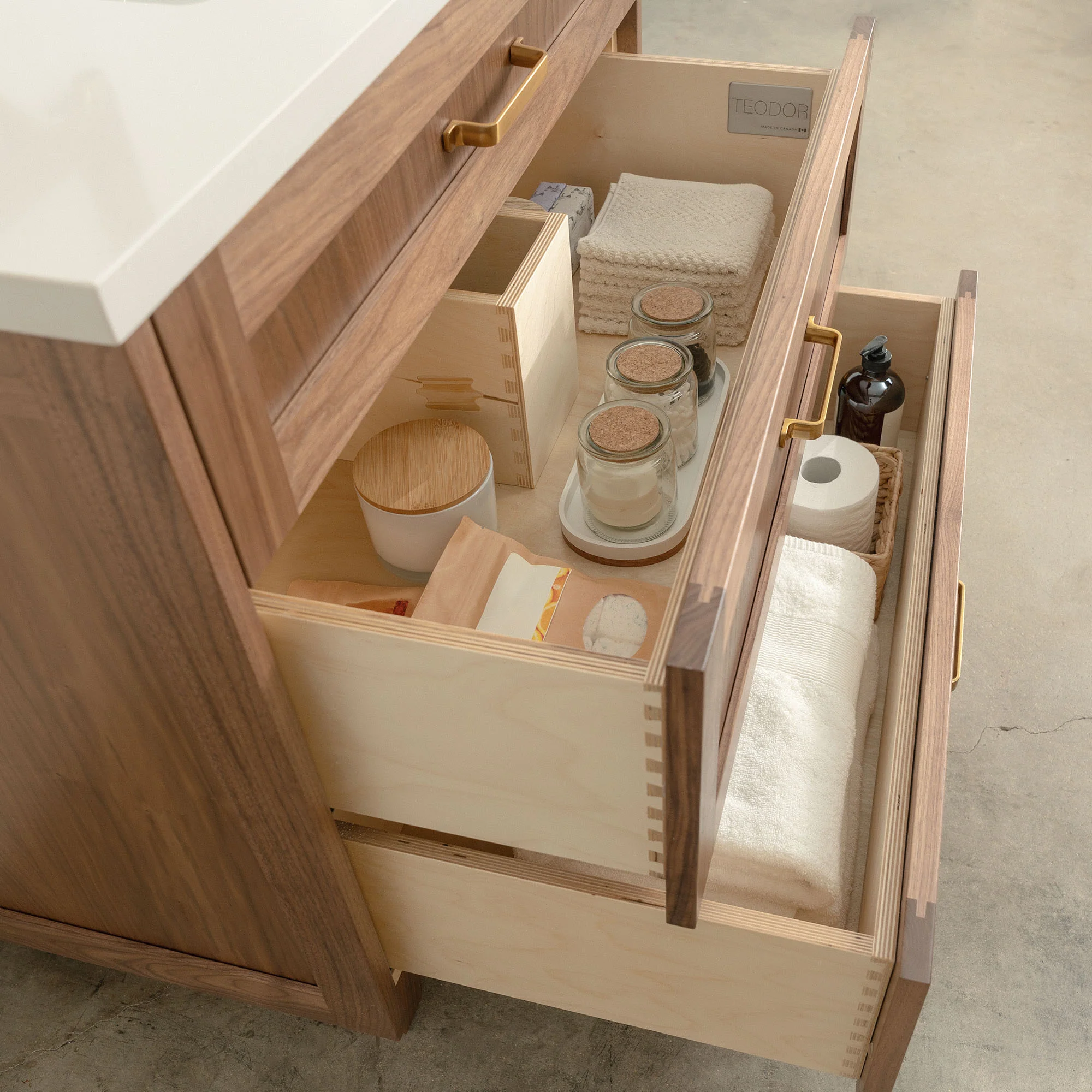 Bridgeport 36" American Black Walnut Bathroom Vanity - All Drawers - Image 9