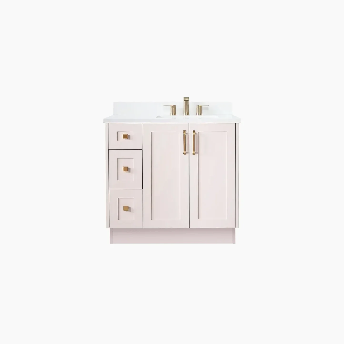 Bridgeport SLIM 36" Champagne Pink Bathroom Vanity, Right Sink - Image 11