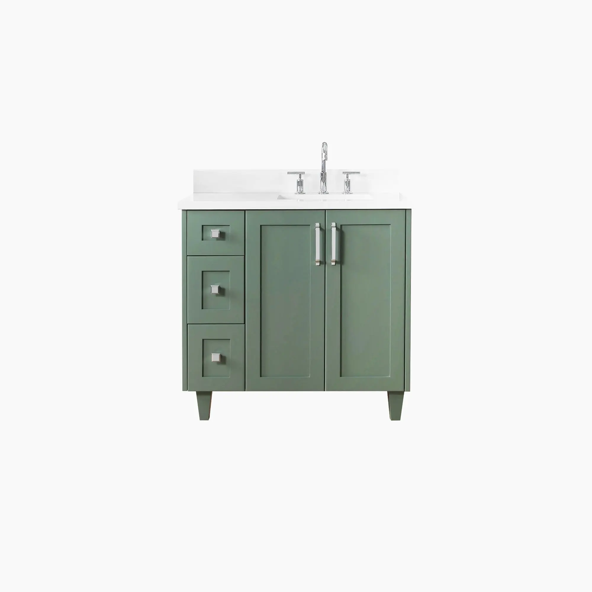 Bridgeport SLIM 36" Sage Green Bathroom Vanity, Right Sink