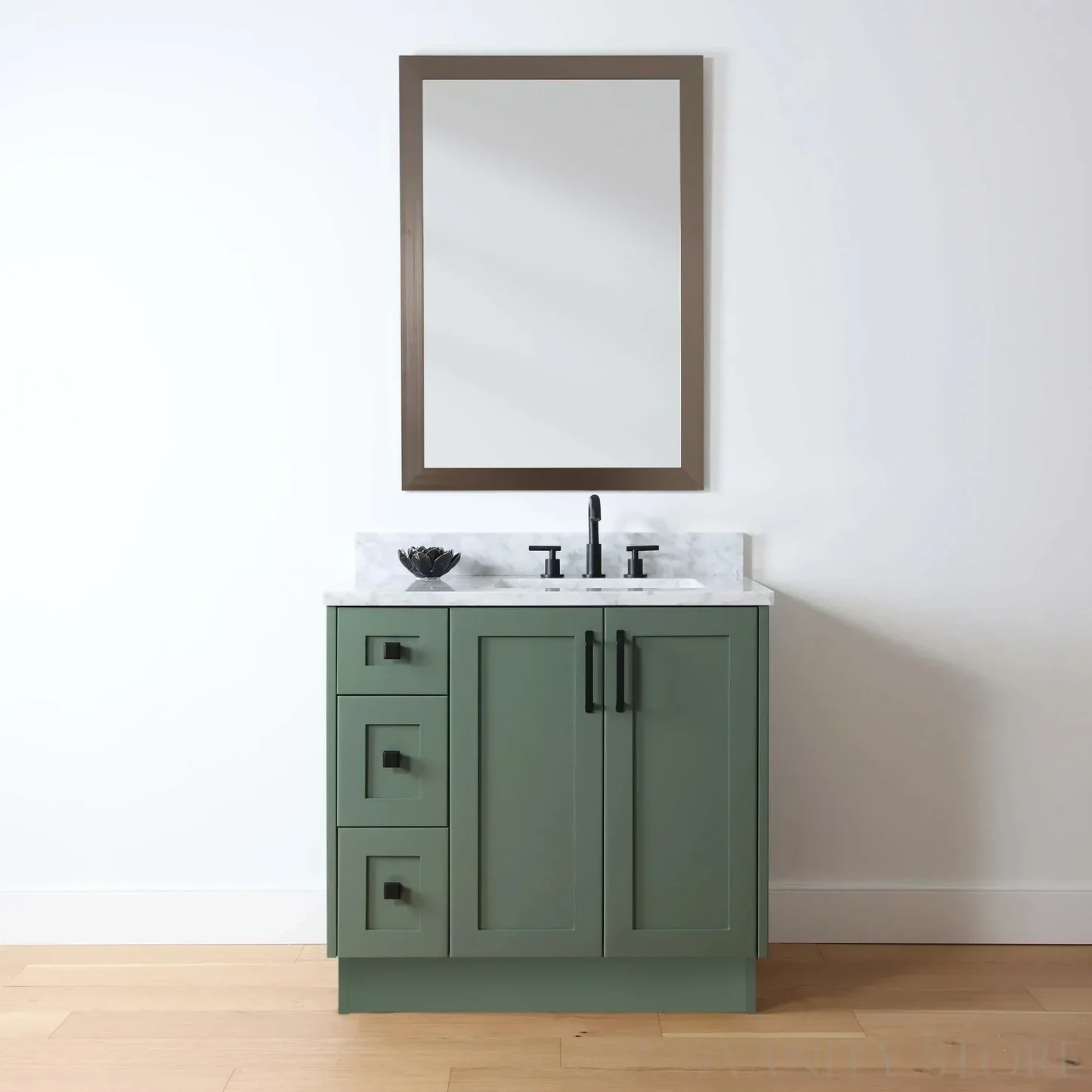 Bridgeport SLIM 36" Sage Green Bathroom Vanity, Right Sink - Image 11