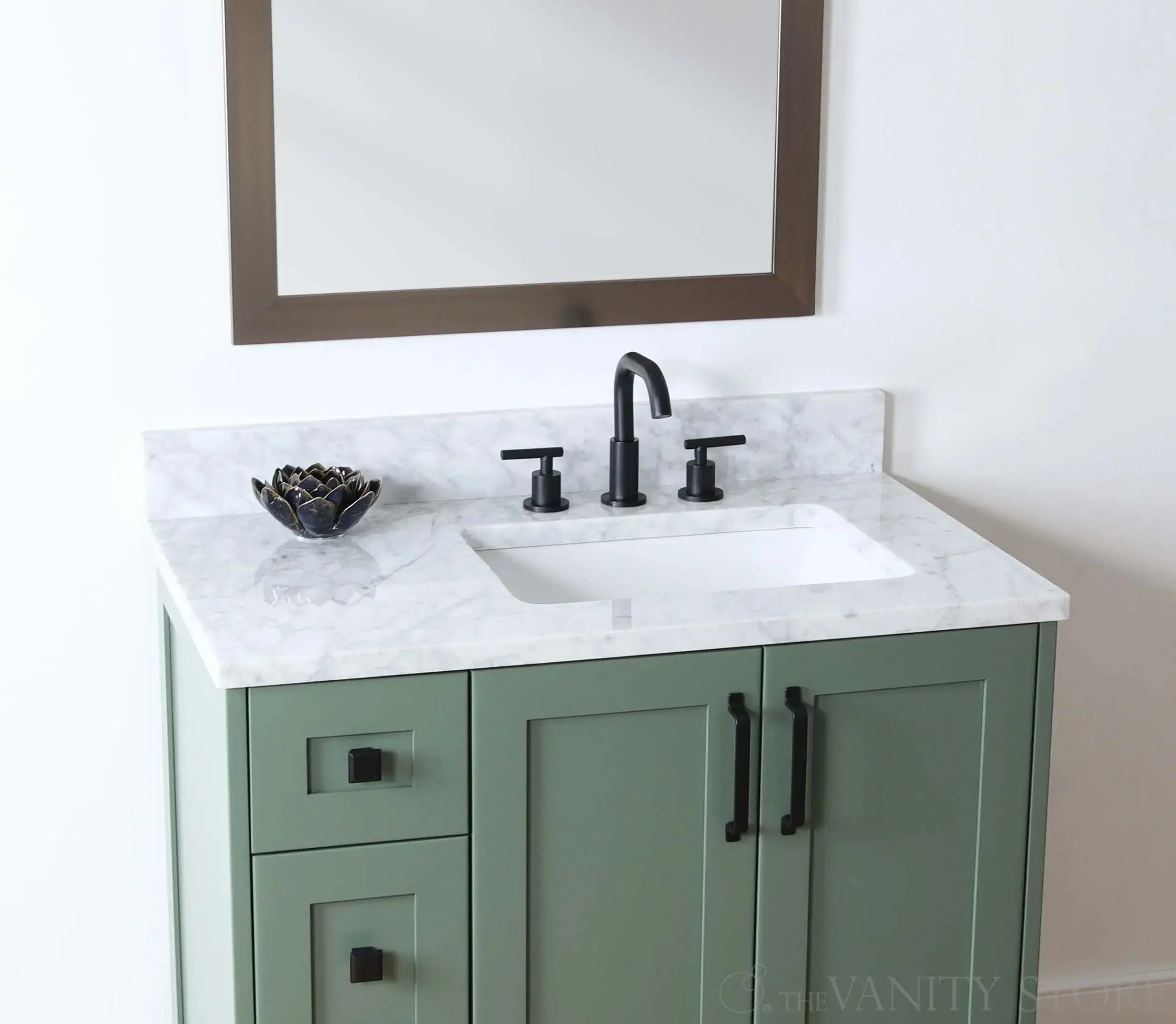 Bridgeport SLIM 36" Sage Green Bathroom Vanity, Right Sink - Image 3