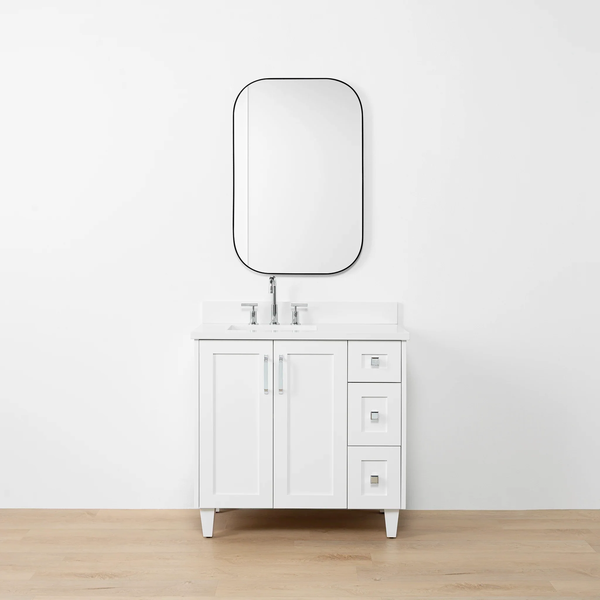 Bridgeport SLIM 36" Satin White Bathroom Vanity, Left Sink - Image 14