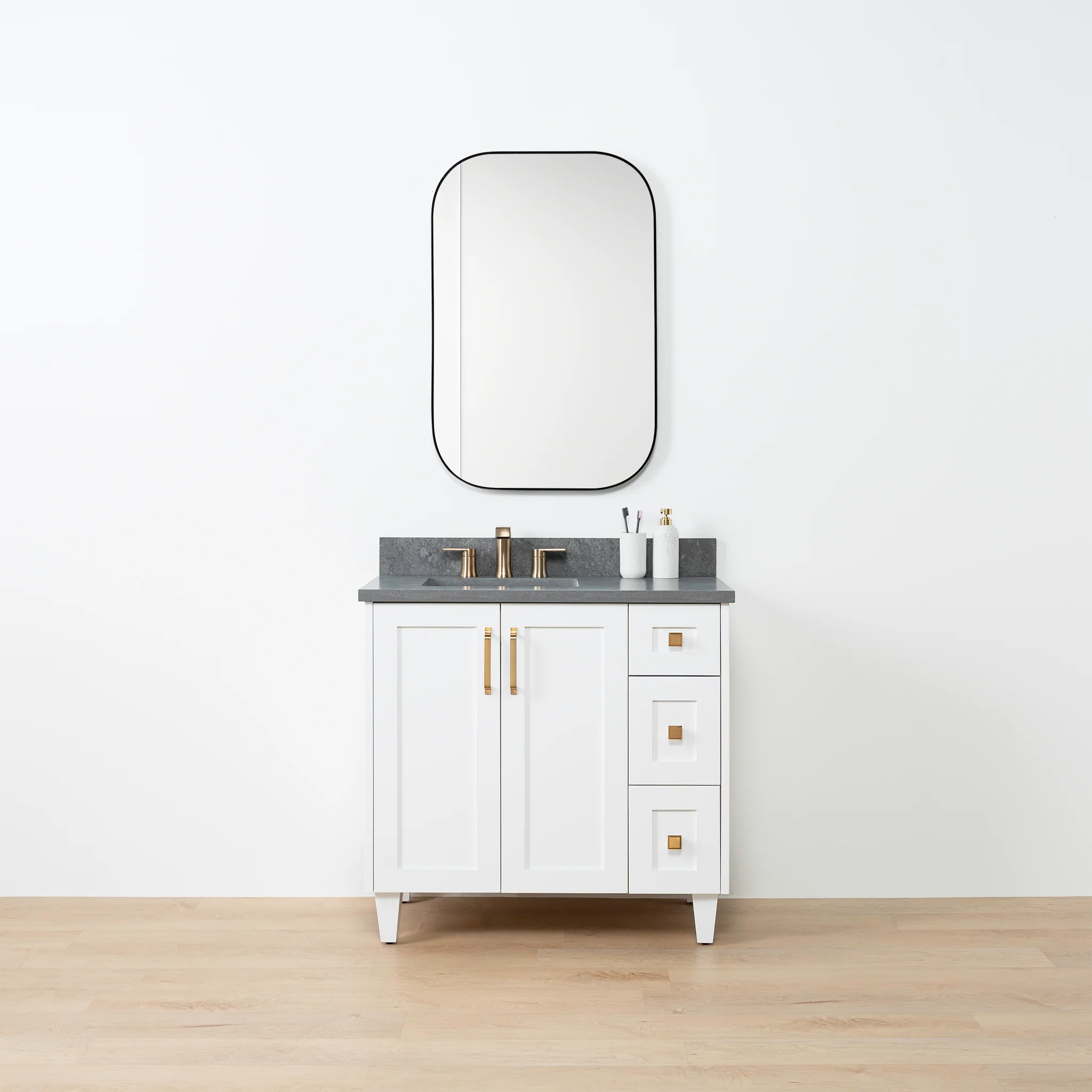 Bridgeport SLIM 36" Satin White Bathroom Vanity, Left Sink - Image 2