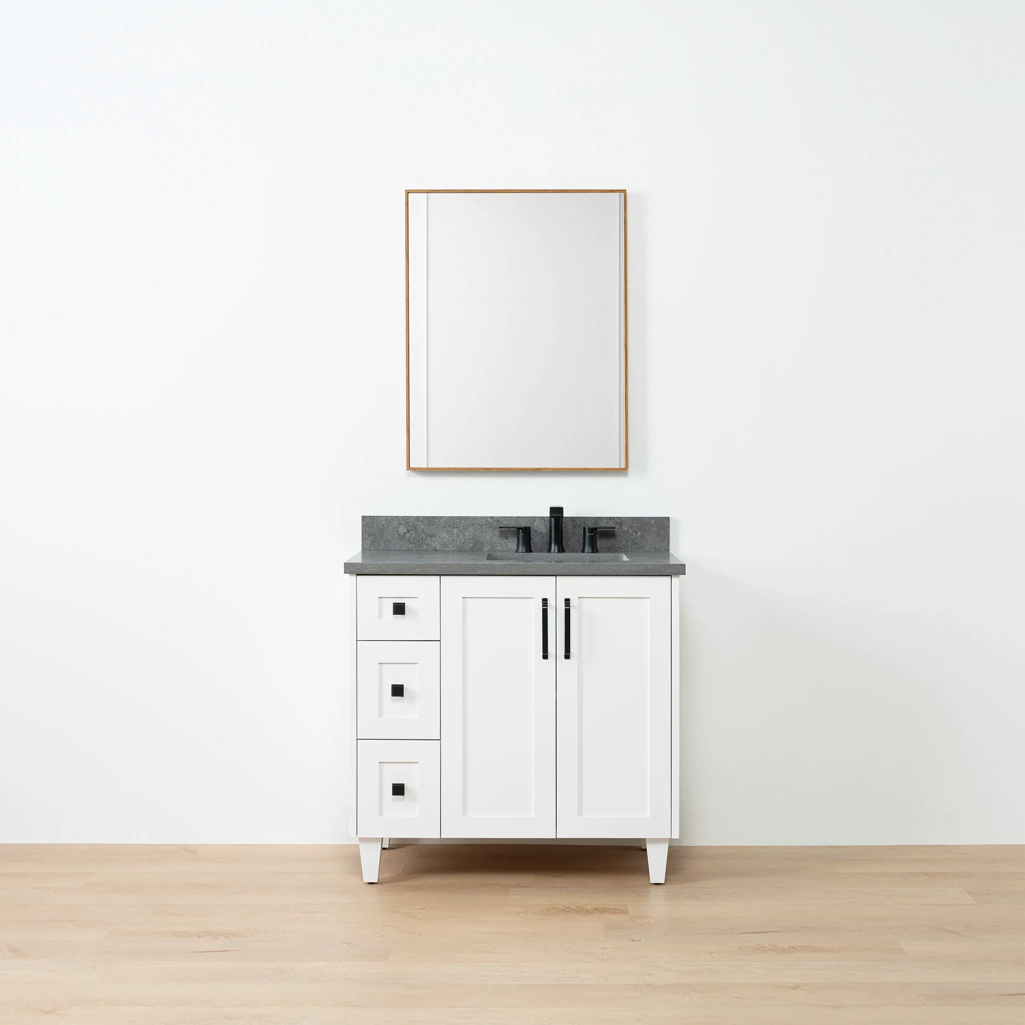 Bridgeport SLIM 36" Satin White Bathroom Vanity, Right Sink - Image 11