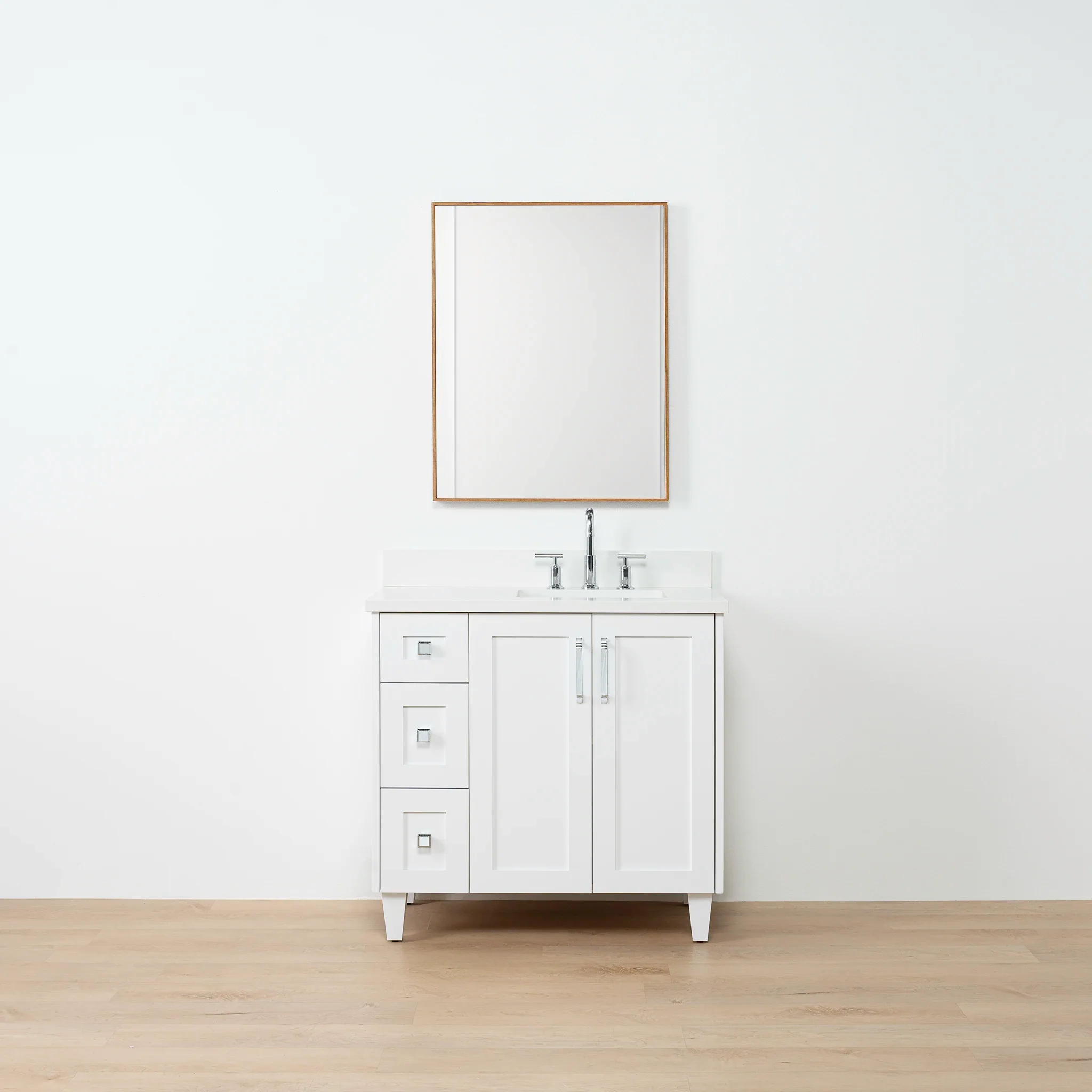 Bridgeport SLIM 36" Satin White Bathroom Vanity, Right Sink - Image 13
