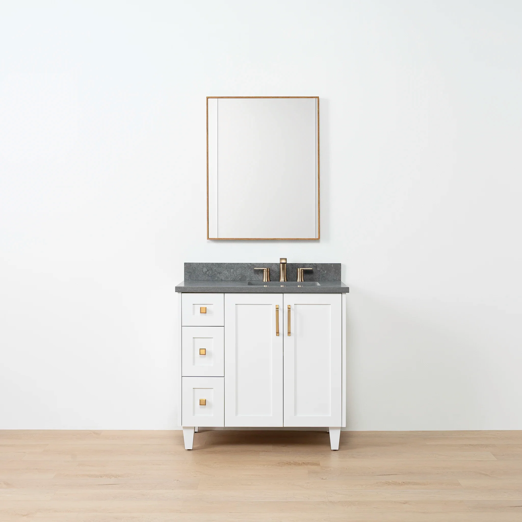 Bridgeport SLIM 36" Satin White Bathroom Vanity, Right Sink - Image 14