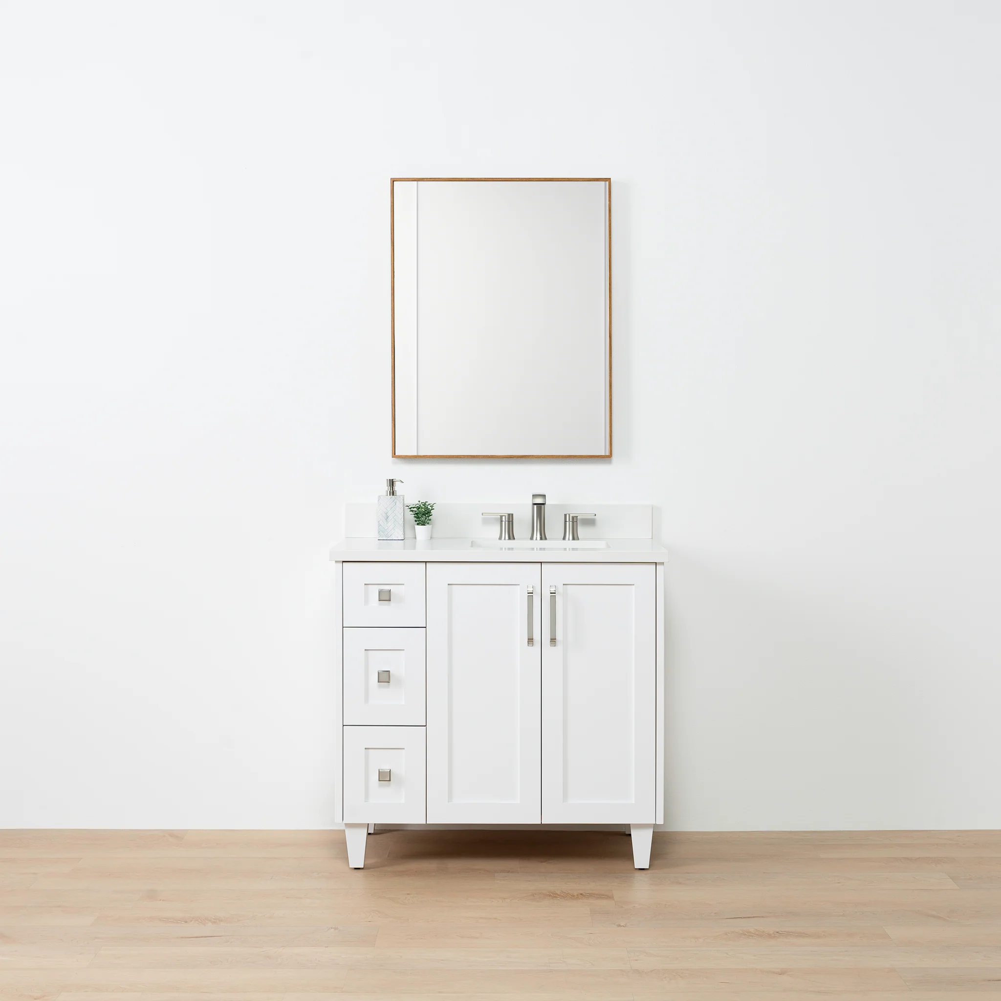 Bridgeport SLIM 36" Satin White Bathroom Vanity, Right Sink - Image 2