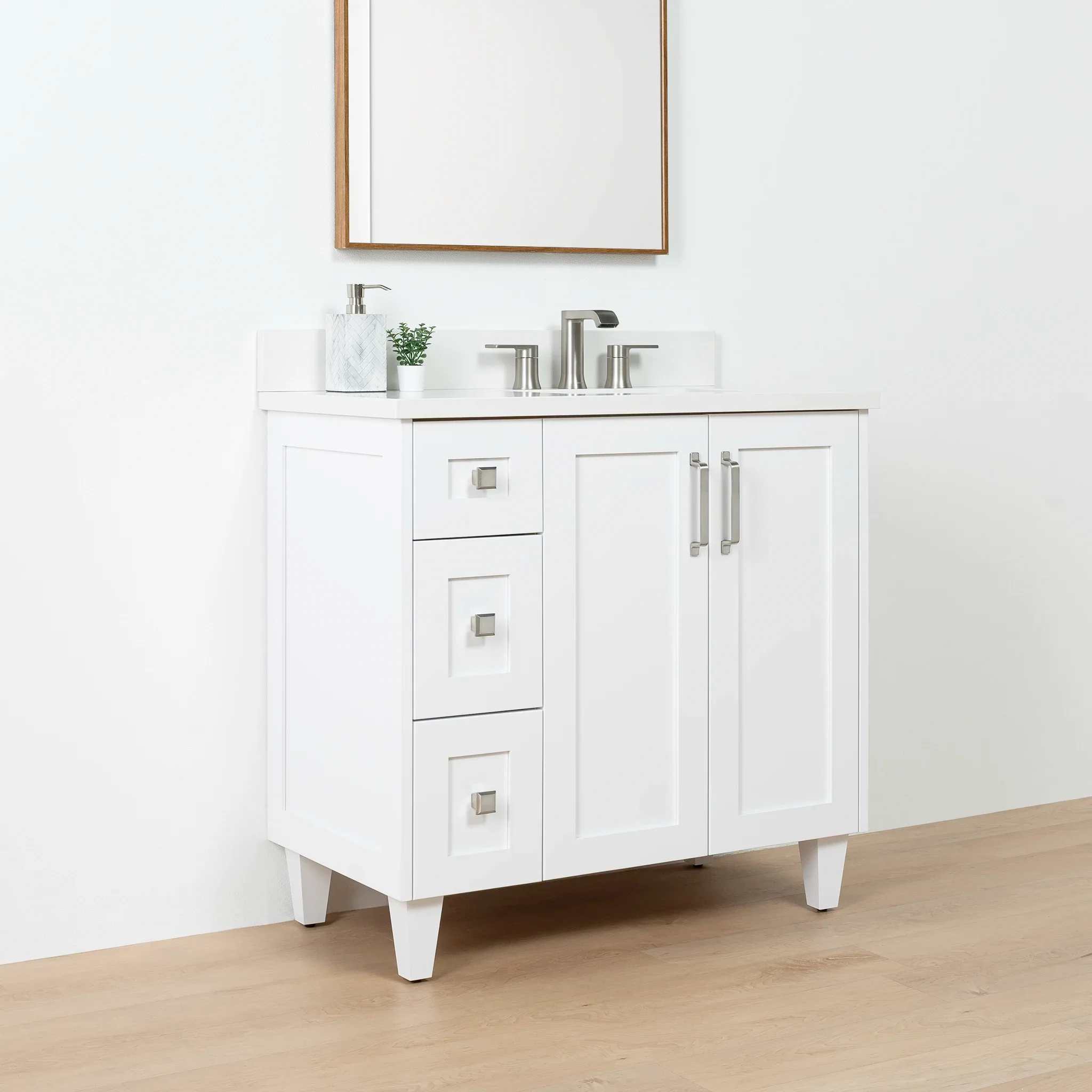 Bridgeport SLIM 36" Satin White Bathroom Vanity, Right Sink - Image 4