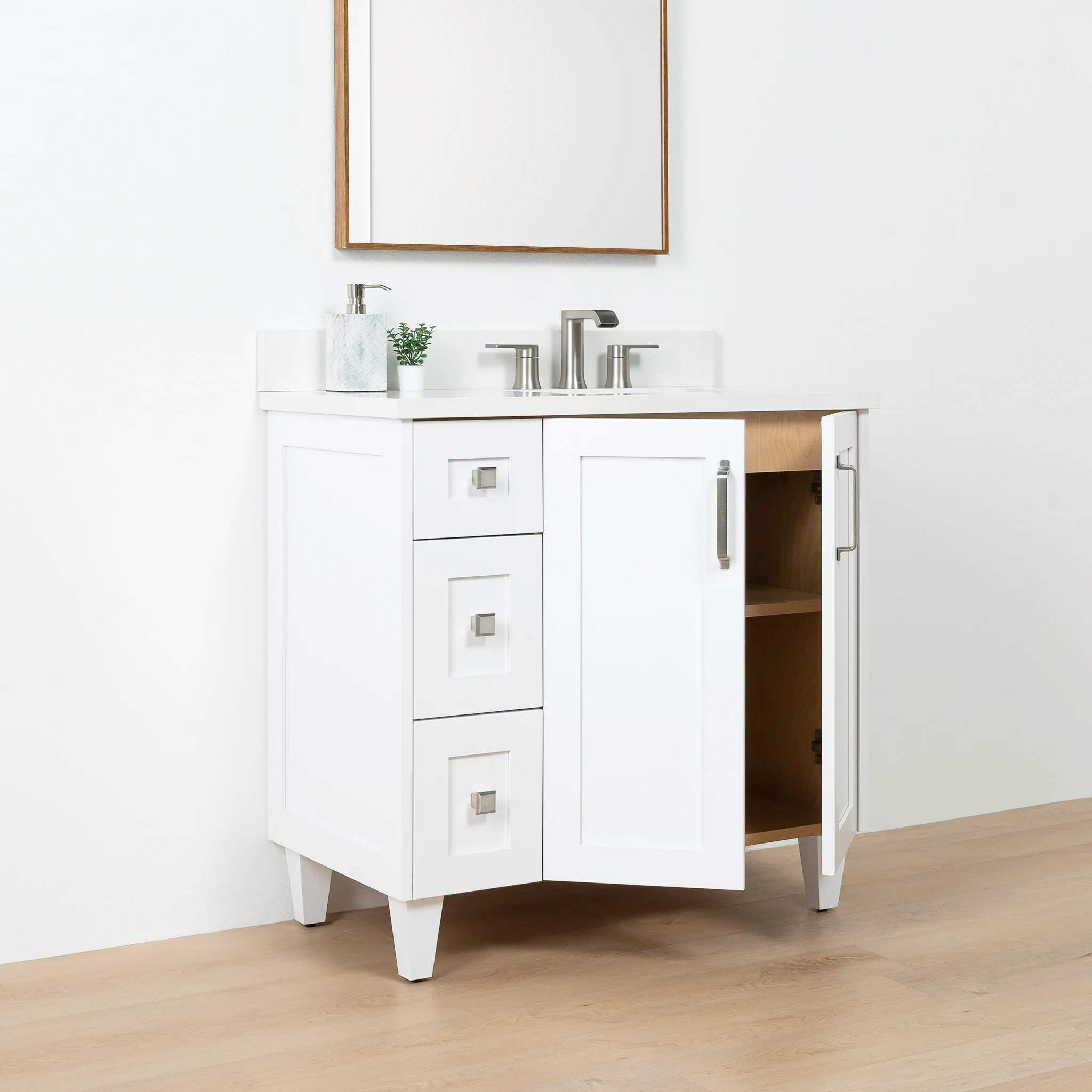 Bridgeport SLIM 36" Satin White Bathroom Vanity, Right Sink - Image 5