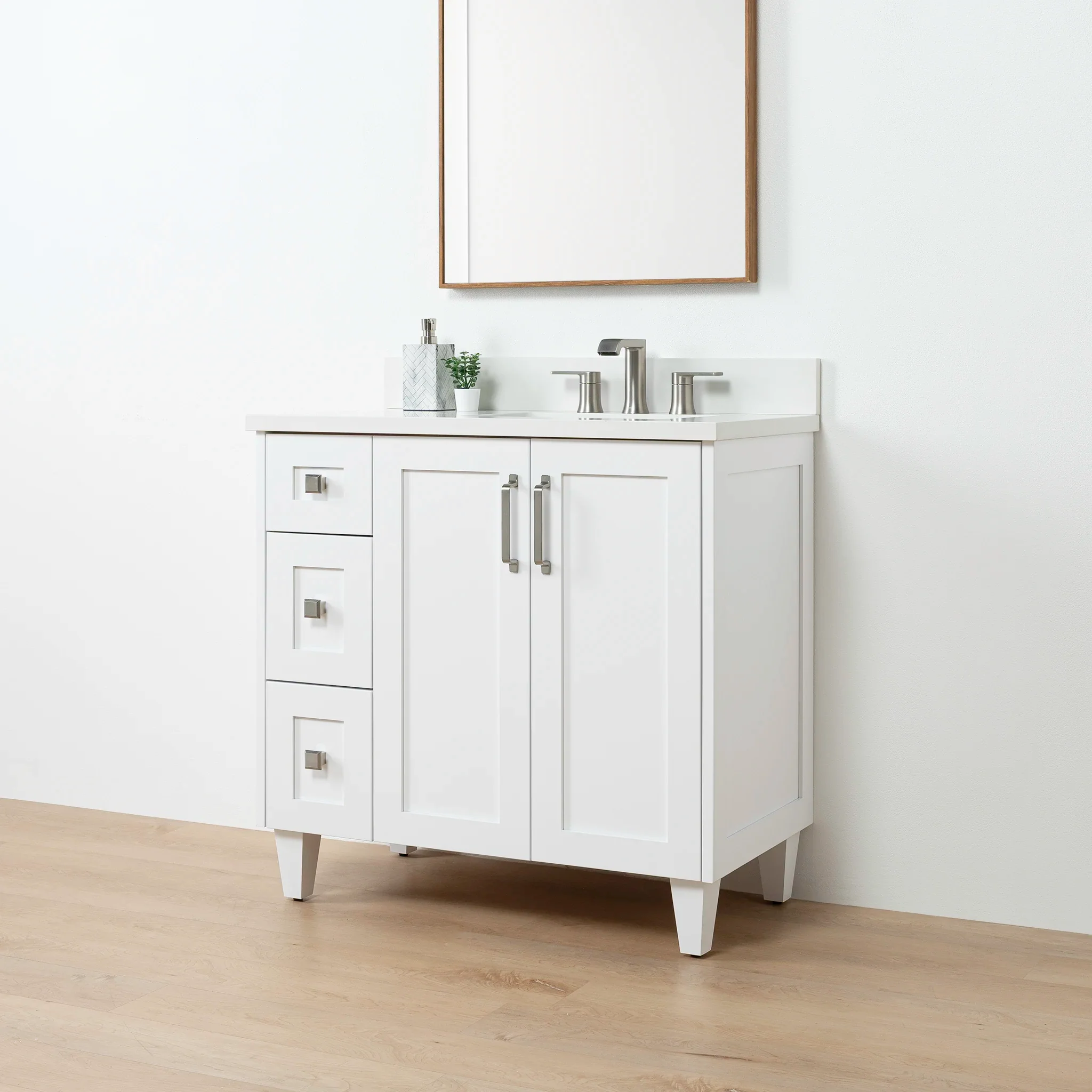 Bridgeport SLIM 36" Satin White Bathroom Vanity, Right Sink - Image 8