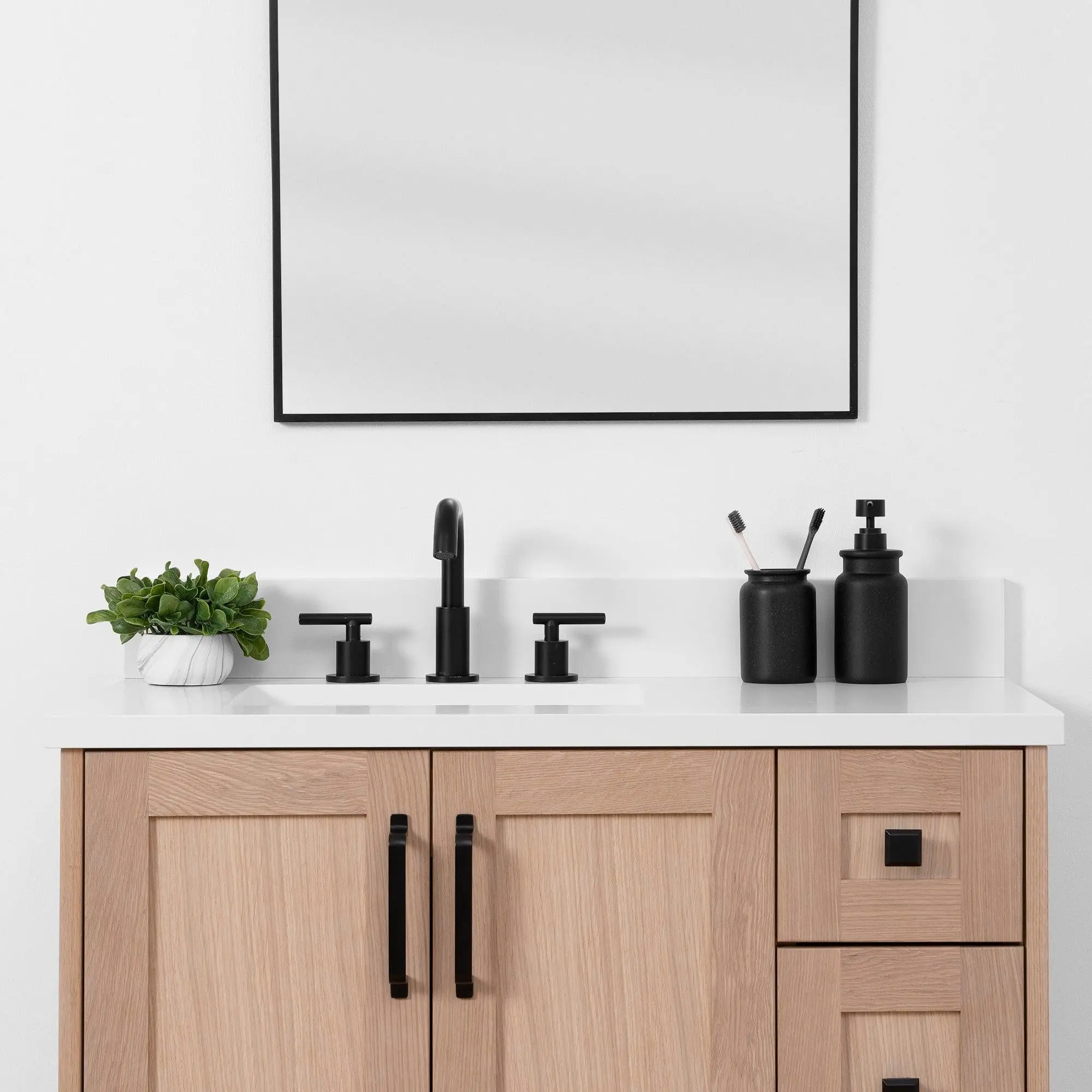Bridgeport SLIM 36" White Oak Bathroom Vanity, Left Sink - Image 4