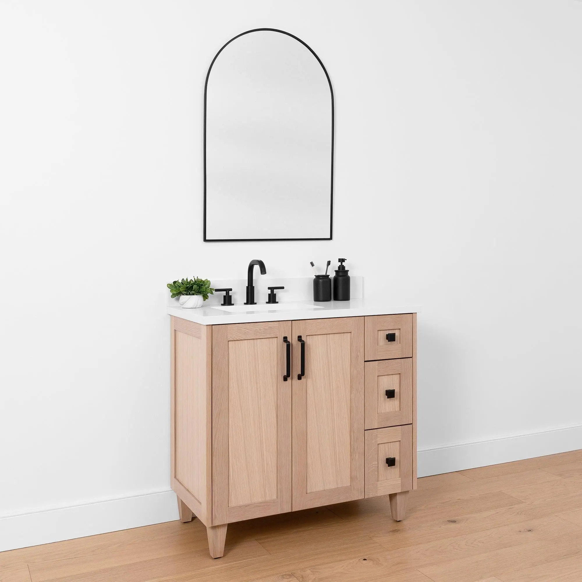 Bridgeport SLIM 36" White Oak Bathroom Vanity, Left Sink - Image 5