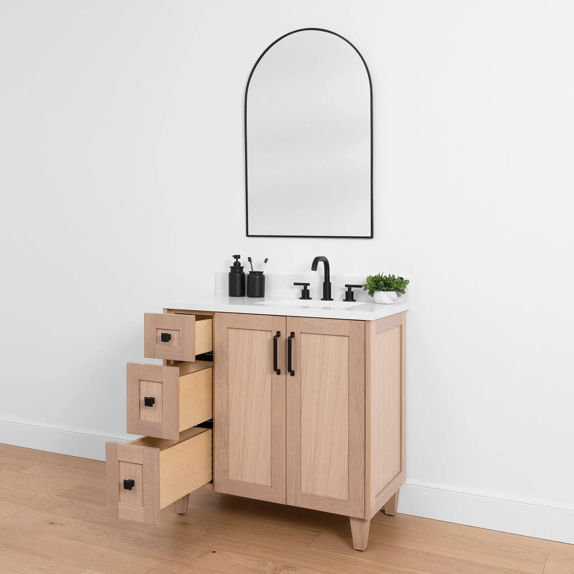 Bridgeport SLIM 36" White Oak Bathroom Vanity, Right Sink - Image 10
