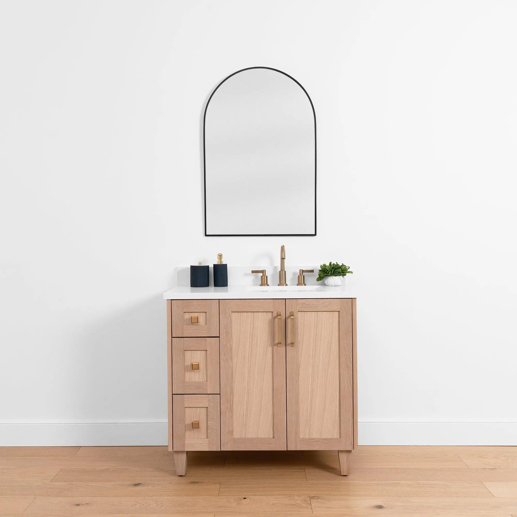 Bridgeport SLIM 36" White Oak Bathroom Vanity, Right Sink - Image 2