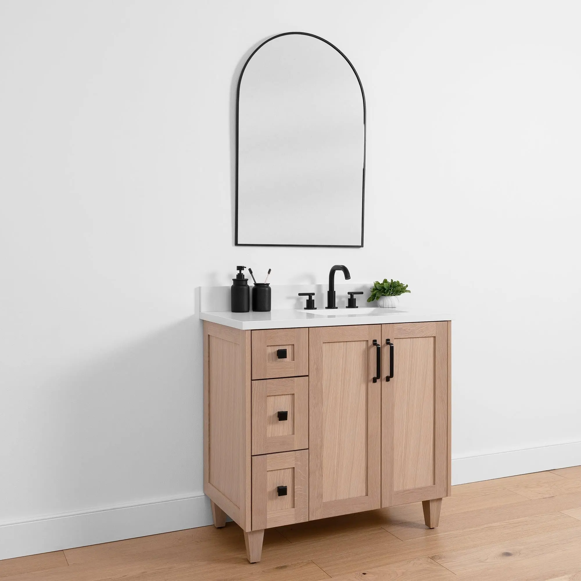 Bridgeport SLIM 36" White Oak Bathroom Vanity, Right Sink - Image 7