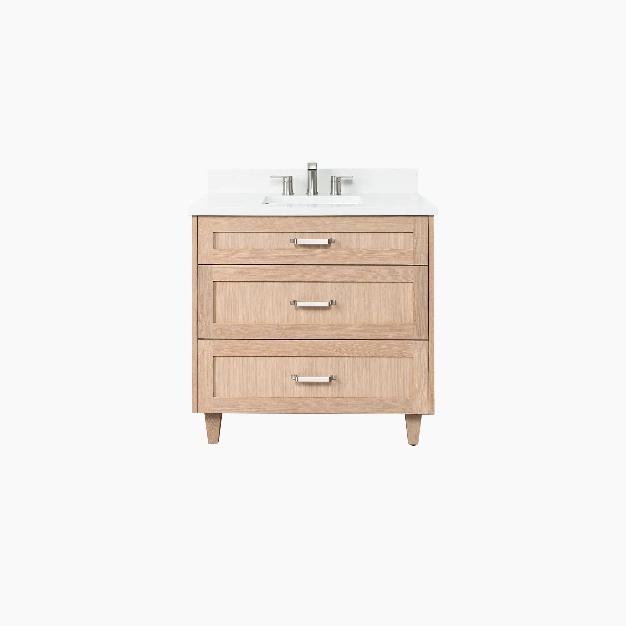 Bridgeport SLIM 36" White Oak Bathroom Vanity - All Drawers