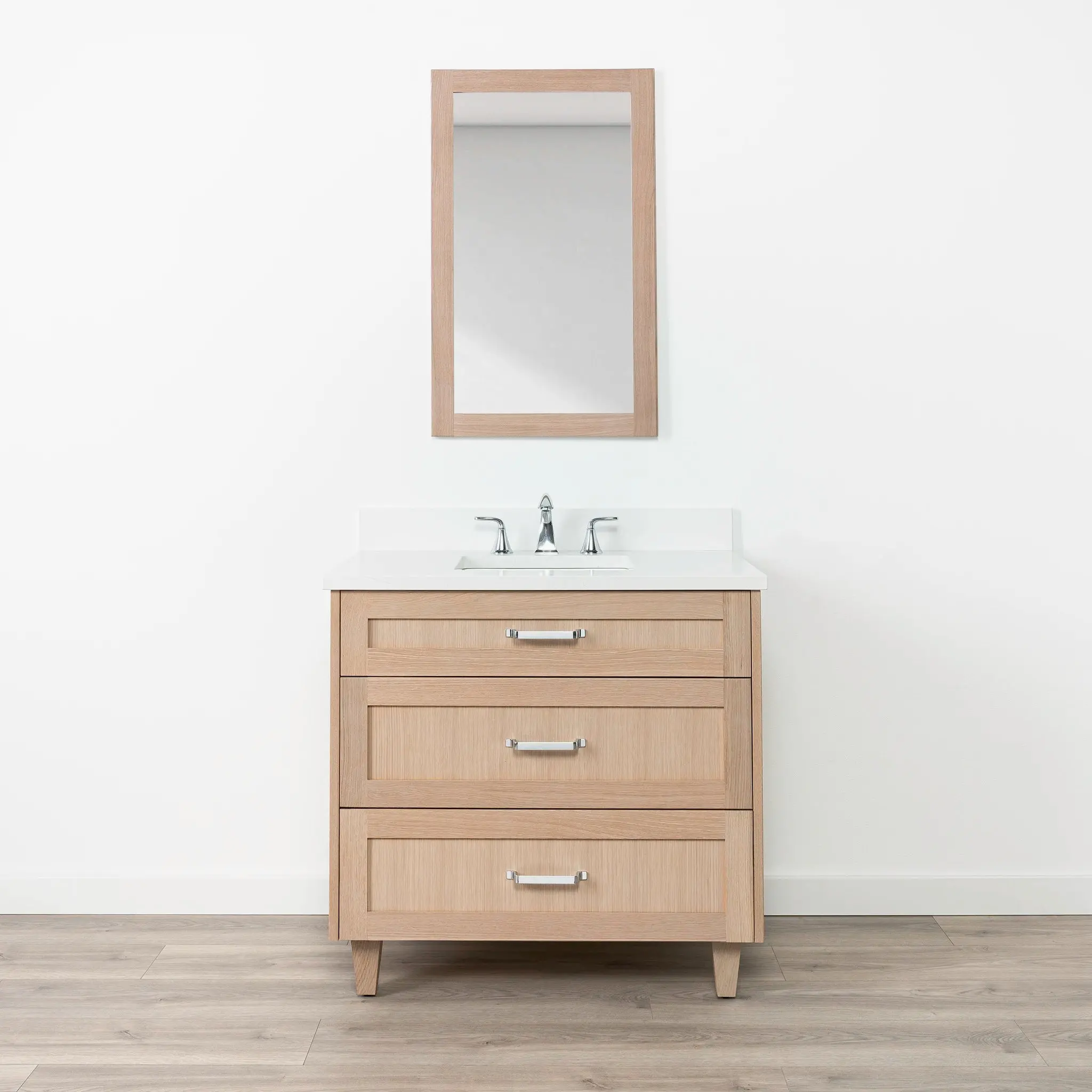 Bridgeport SLIM 36" White Oak Bathroom Vanity - All Drawers - Image 10