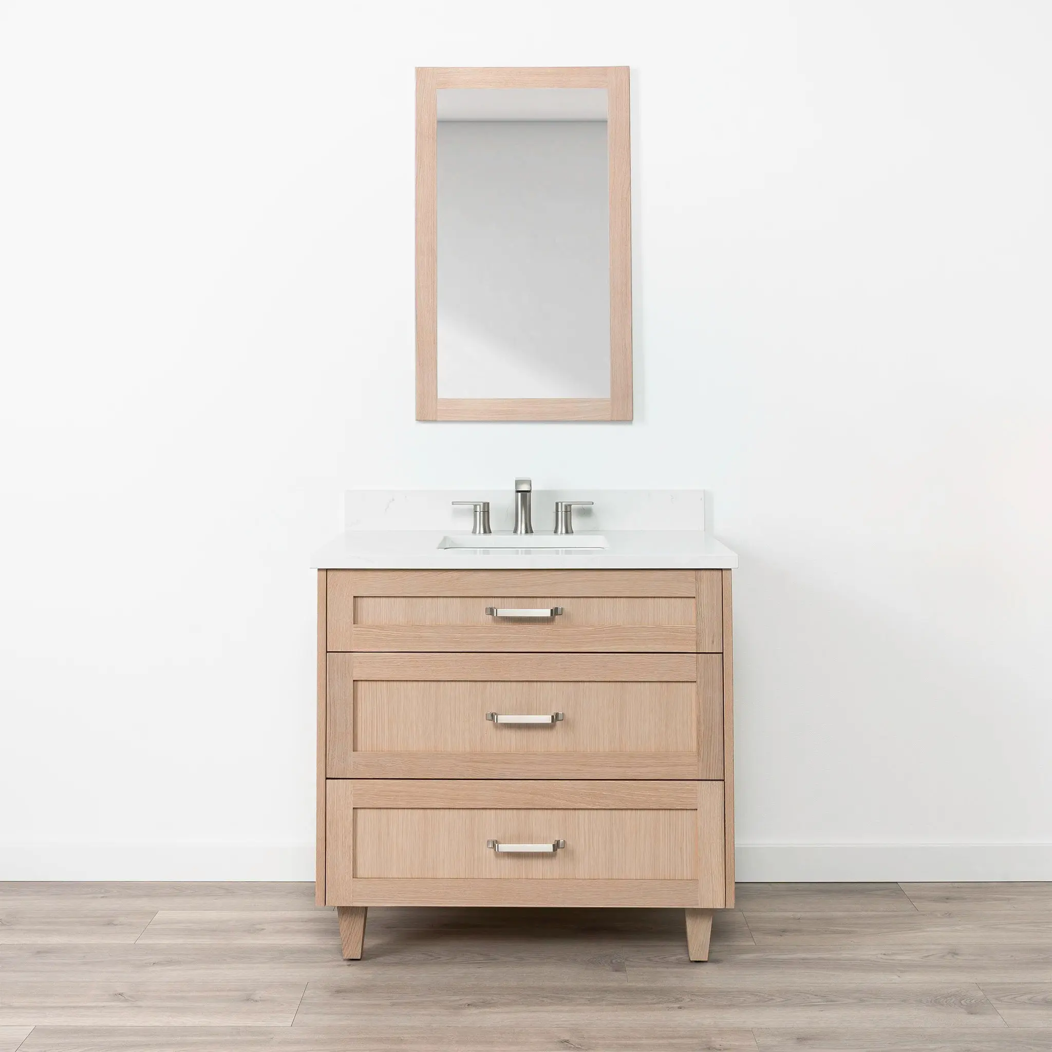 Bridgeport SLIM 36" White Oak Bathroom Vanity - All Drawers - Image 11