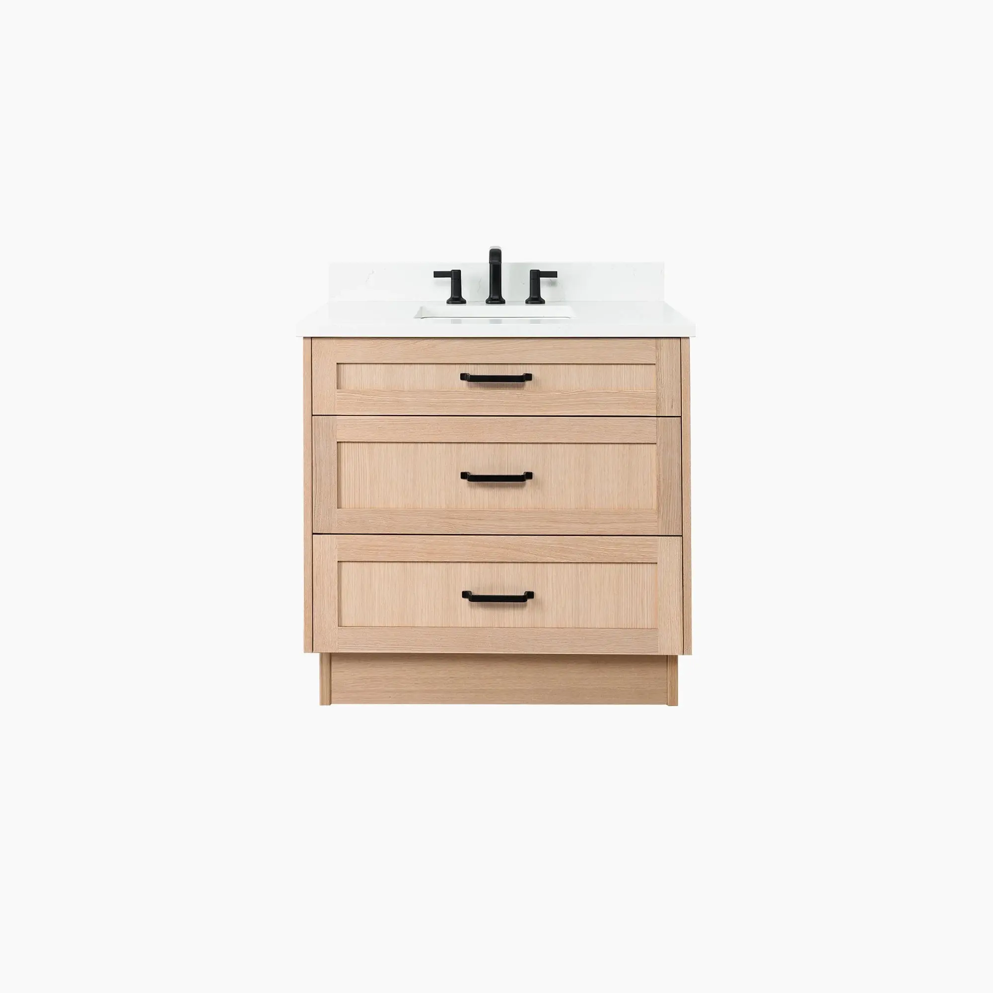 Bridgeport SLIM 36" White Oak Bathroom Vanity - All Drawers - Image 15