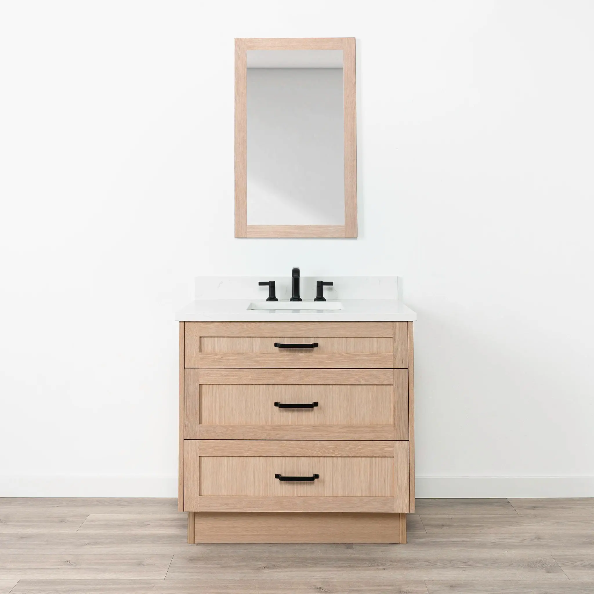 Bridgeport SLIM 36" White Oak Bathroom Vanity - All Drawers - Image 16