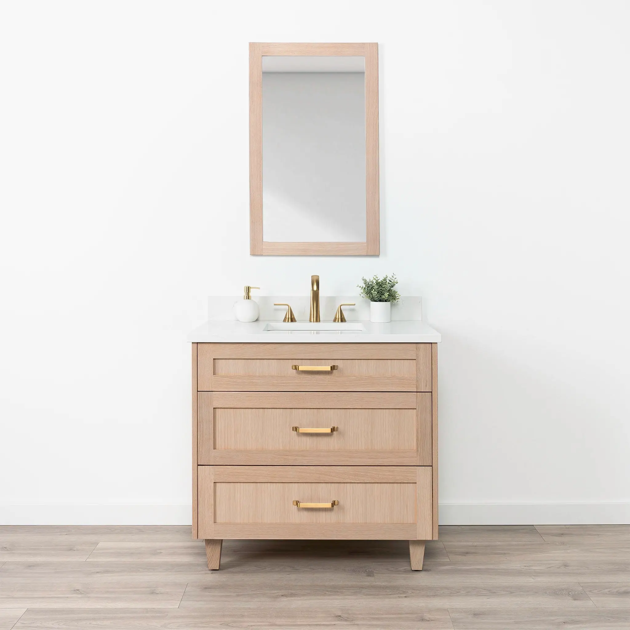 Bridgeport SLIM 36" White Oak Bathroom Vanity - All Drawers - Image 2