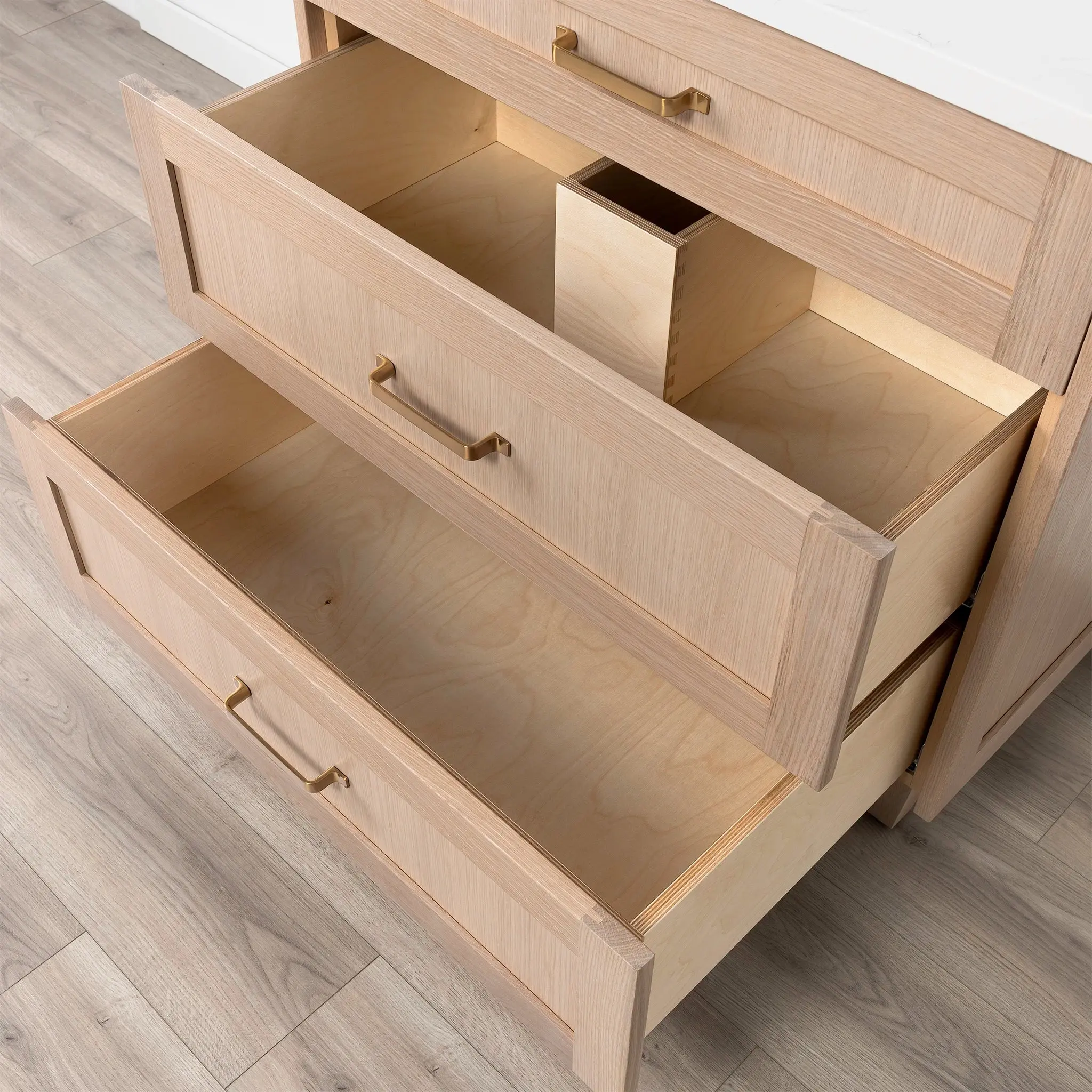 Bridgeport SLIM 36" White Oak Bathroom Vanity - All Drawers - Image 9