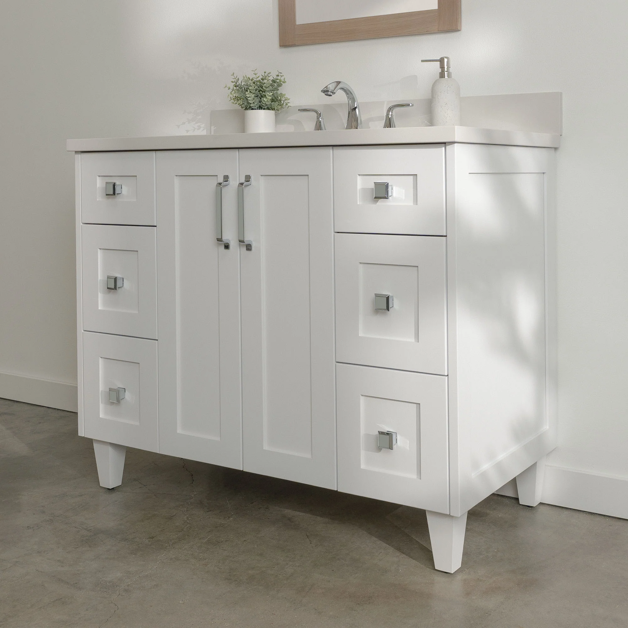 Bridgeport 42" Satin White Bathroom Vanity - Image 3