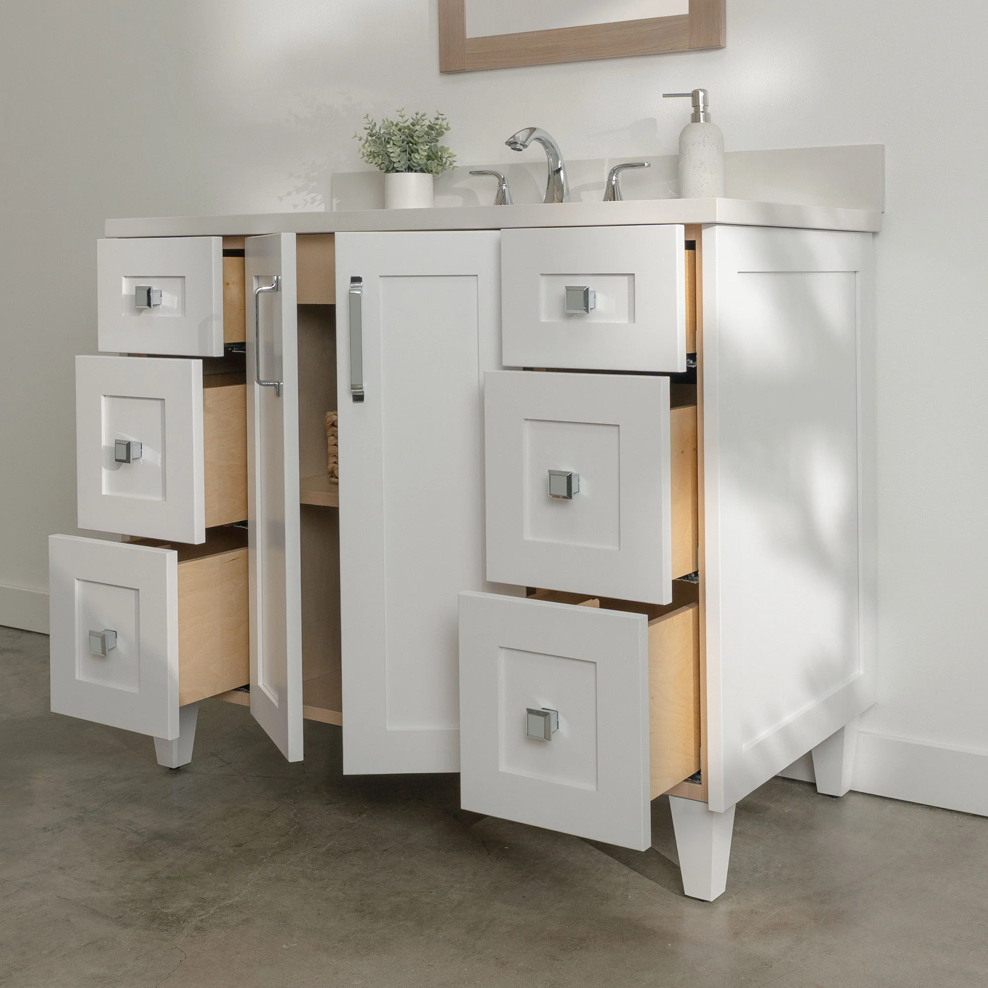 Bridgeport 42" Satin White Bathroom Vanity - Image 4
