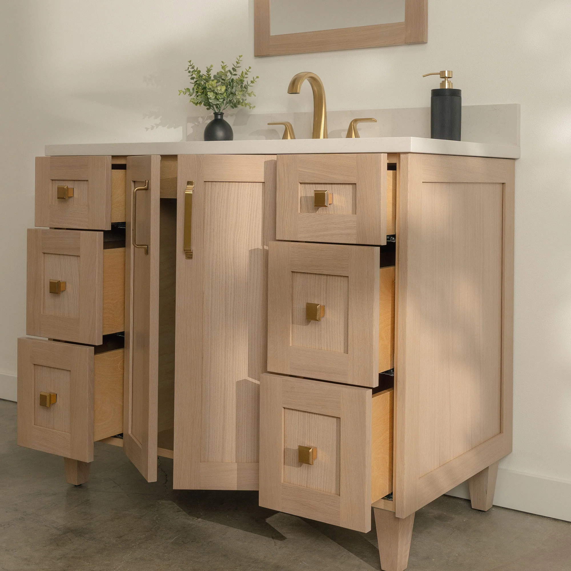 Bridgeport SLIM 42" White Oak Bathroom Vanity - Image 5
