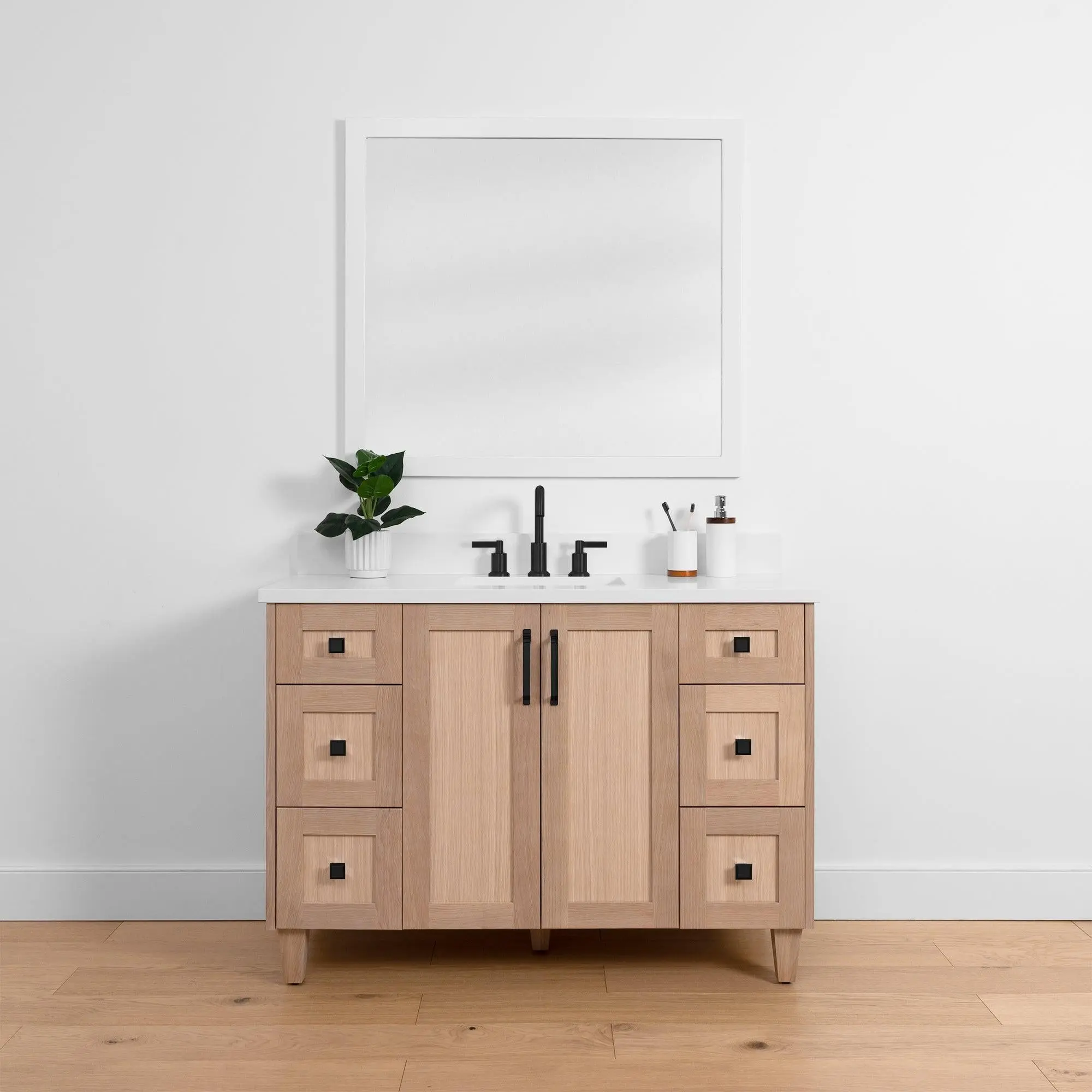 Bridgeport SLIM 48" White Oak Bathroom Vanity - Image 14