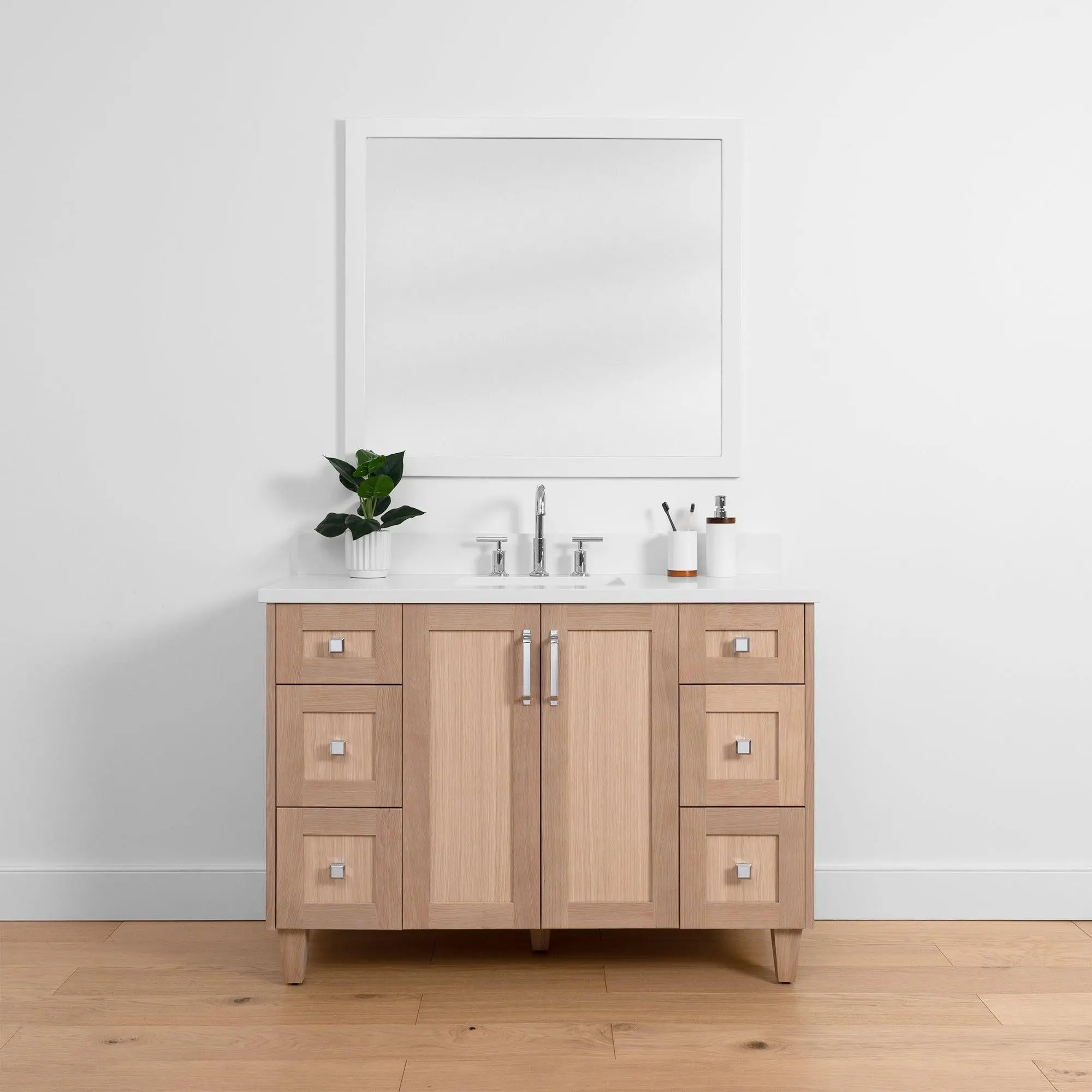 Bridgeport SLIM 48" White Oak Bathroom Vanity - Image 2