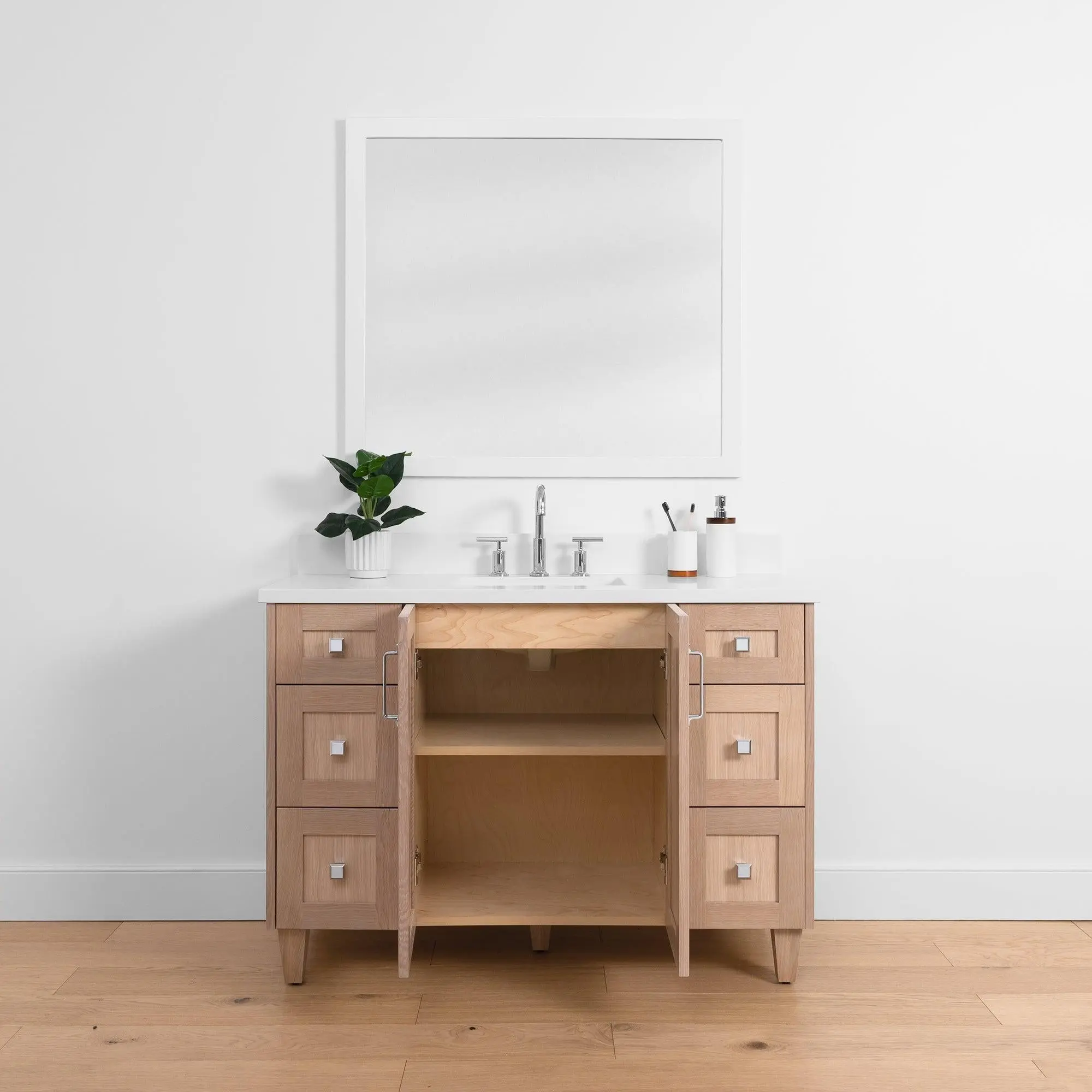 Bridgeport SLIM 48" White Oak Bathroom Vanity - Image 3
