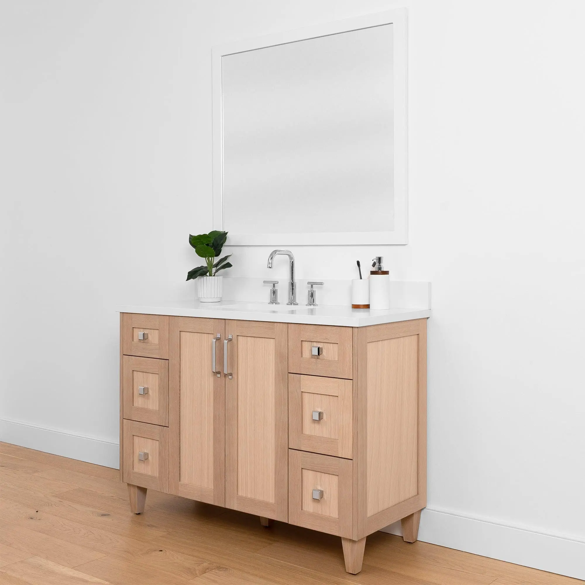 Bridgeport SLIM 48" White Oak Bathroom Vanity - Image 4