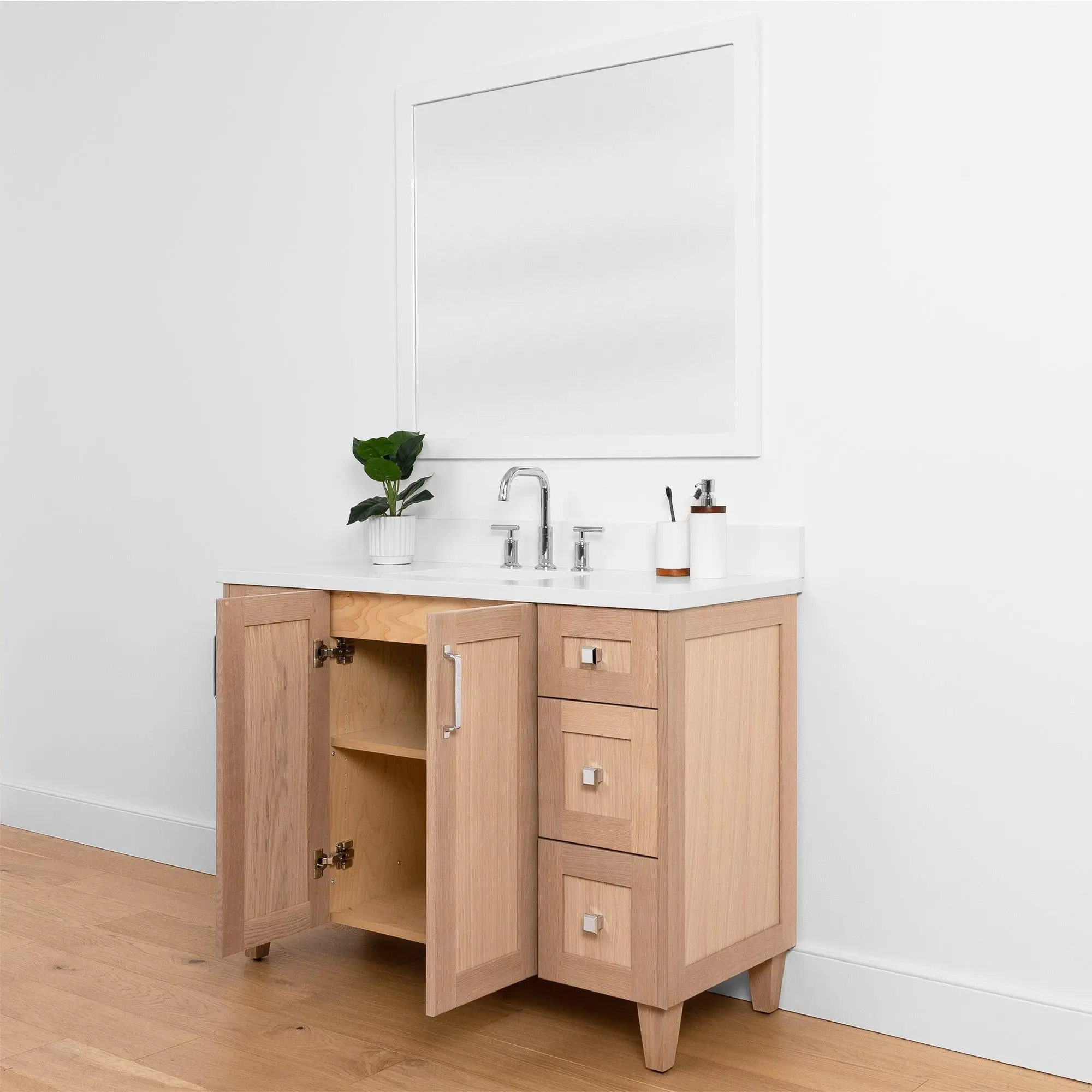 Bridgeport SLIM 48" White Oak Bathroom Vanity - Image 5
