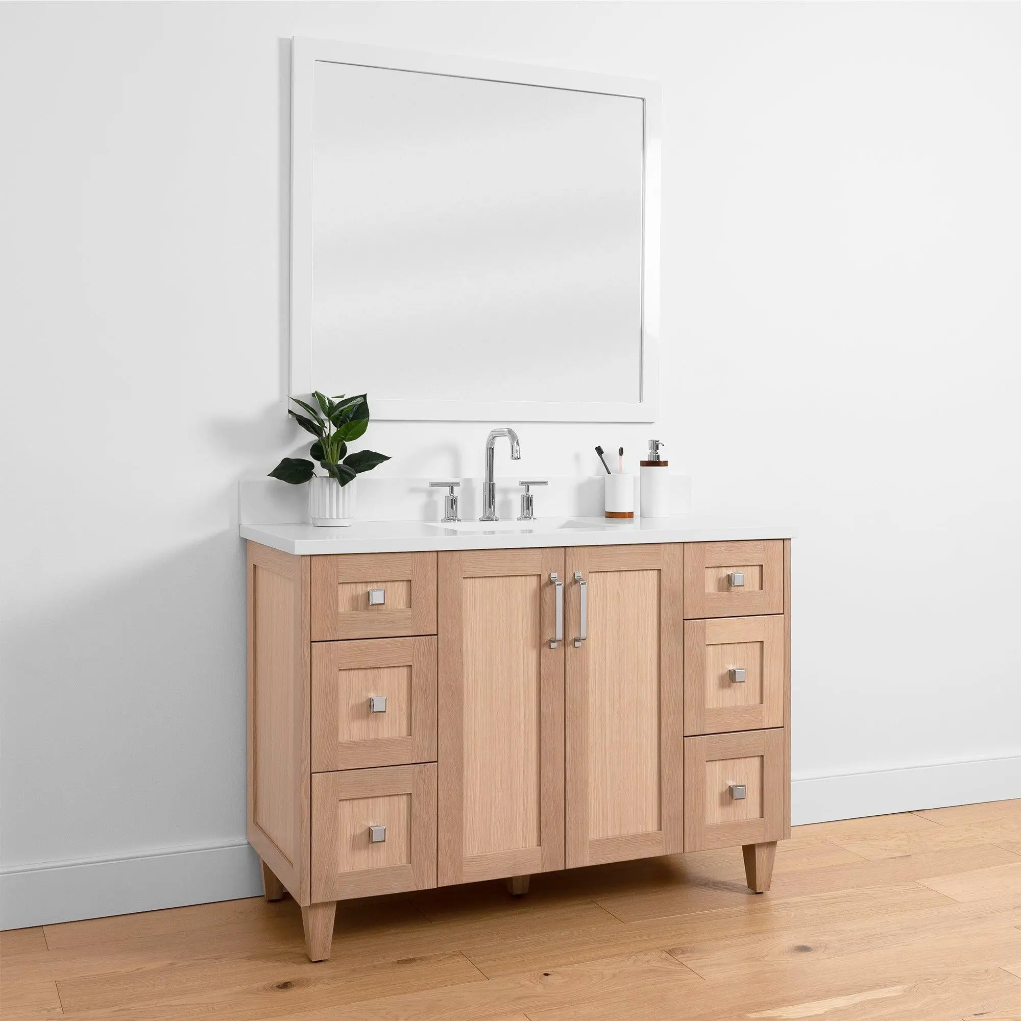 Bridgeport SLIM 48" White Oak Bathroom Vanity - Image 6