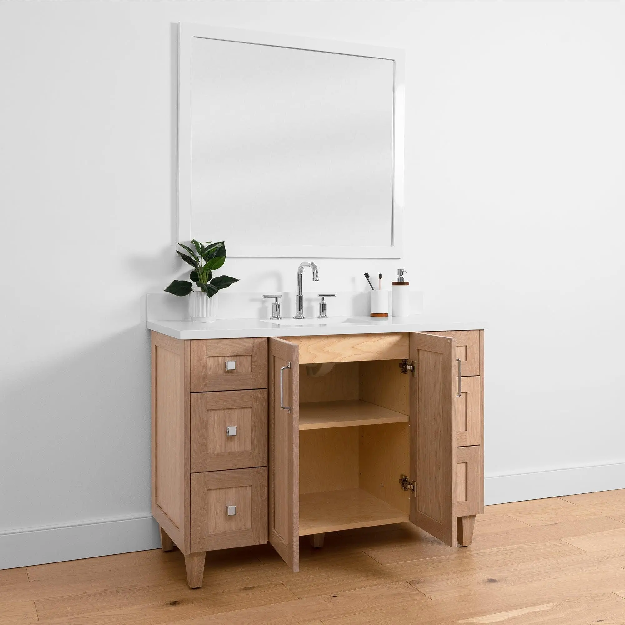 Bridgeport SLIM 48" White Oak Bathroom Vanity - Image 7