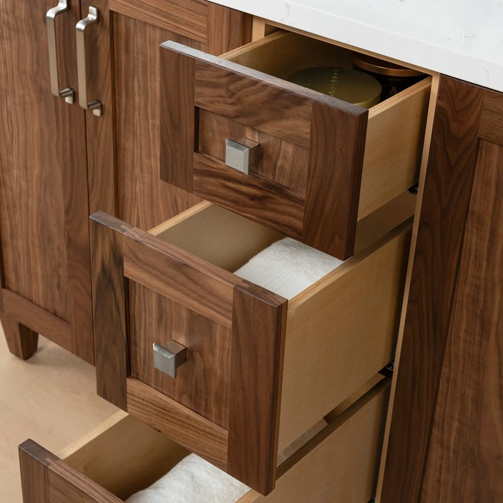Bridgeport SLIM 60" American Black Walnut Bathroom Vanity, Double Sink - Image 8
