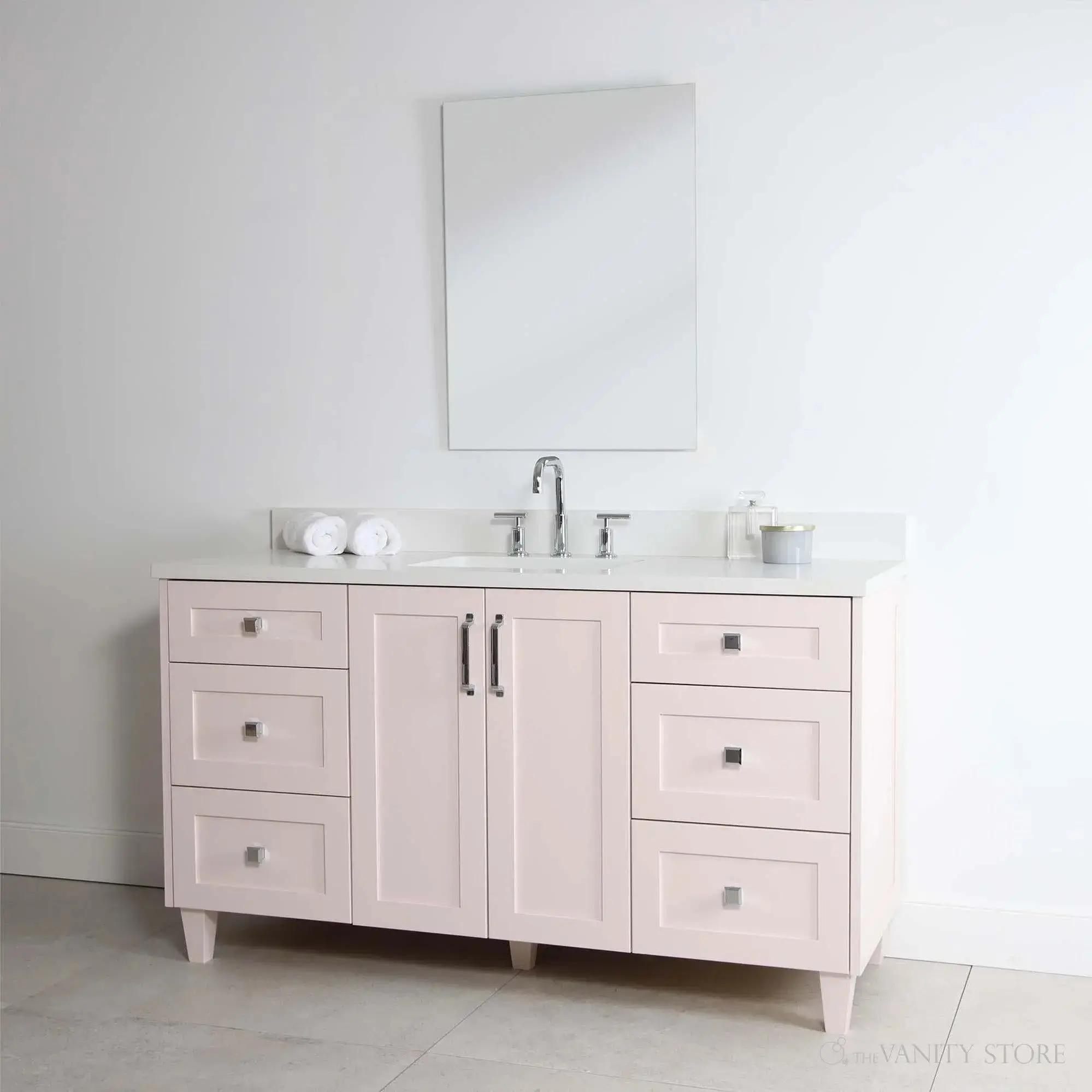 Bridgeport 60" Champagne Pink Bathroom Vanity - Image 4