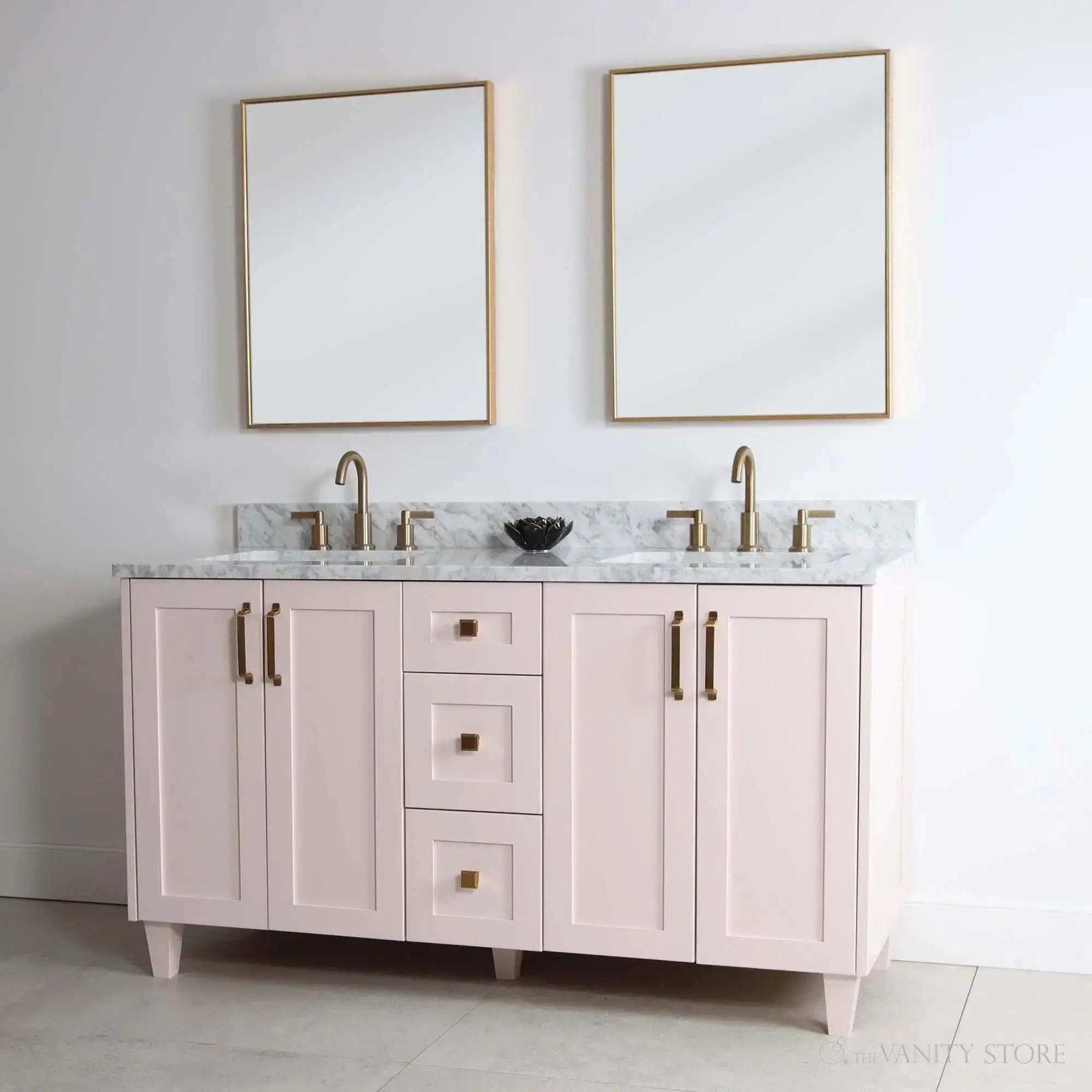 Bridgeport SLIM 60" Champagne Pink Bathroom Vanity, Double Sink - Image 3