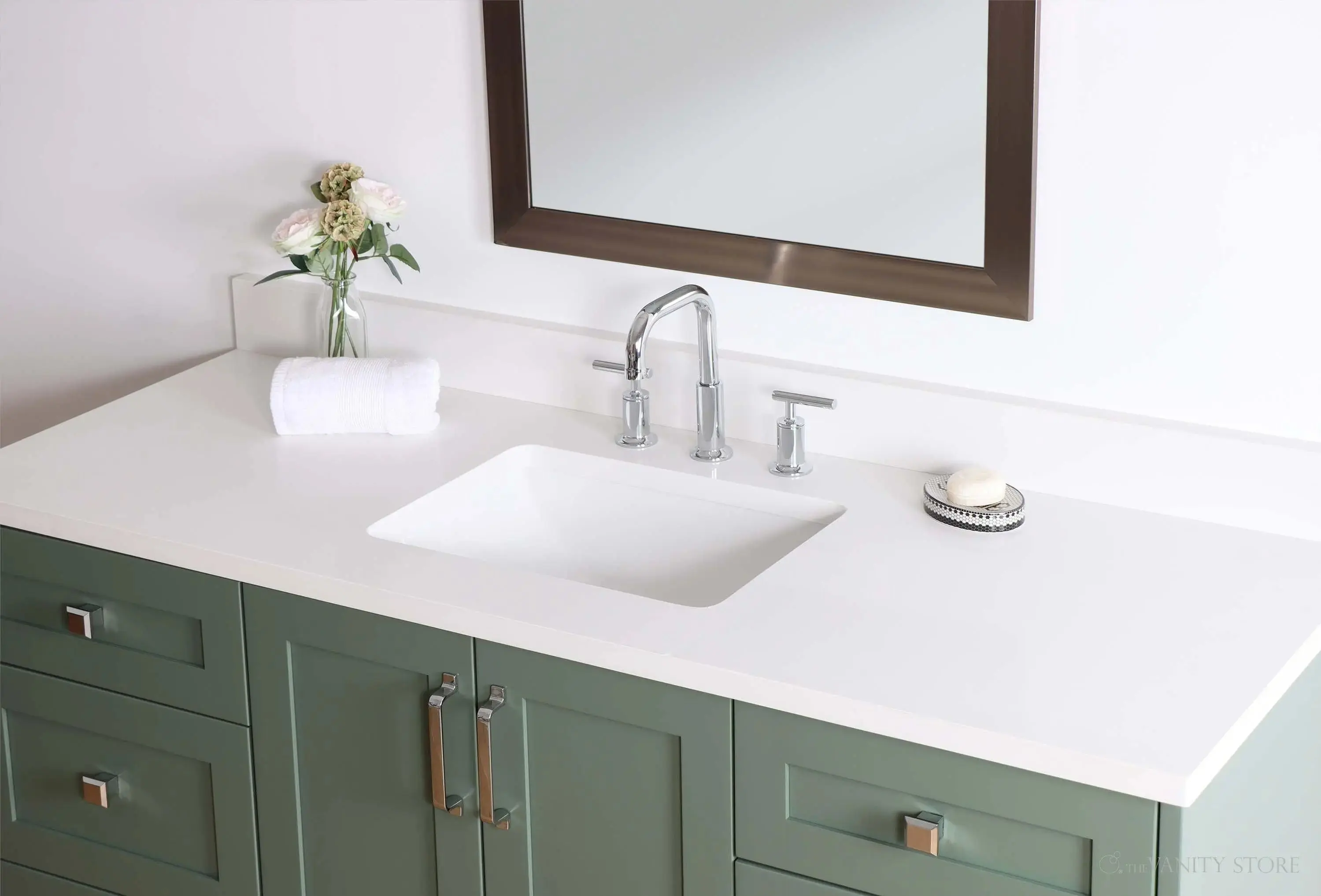 Bridgeport 60" Sage Green Bathroom Vanity - Image 9