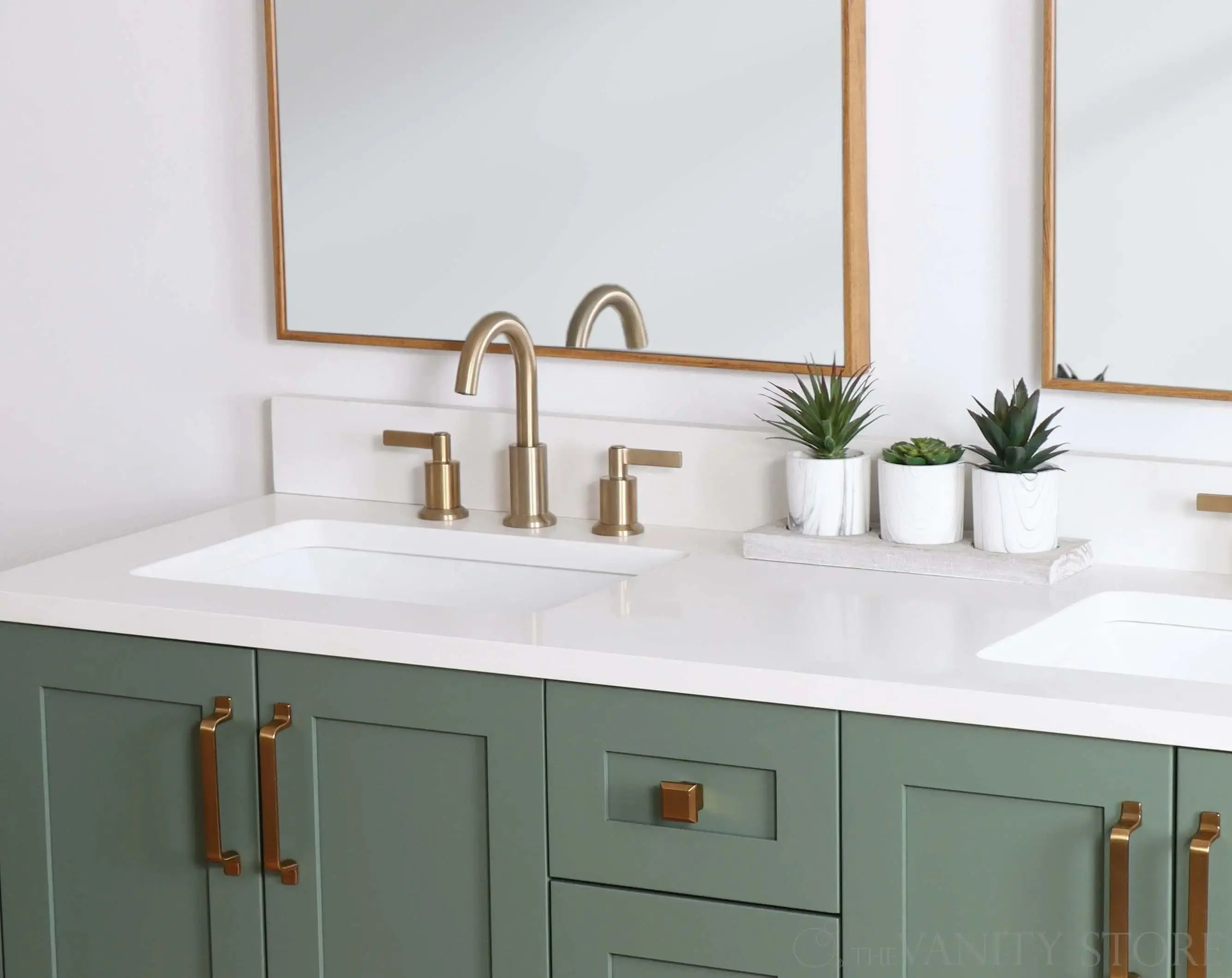 Bridgeport 60" Sage Green Bathroom Vanity, Double Sink - Image 6